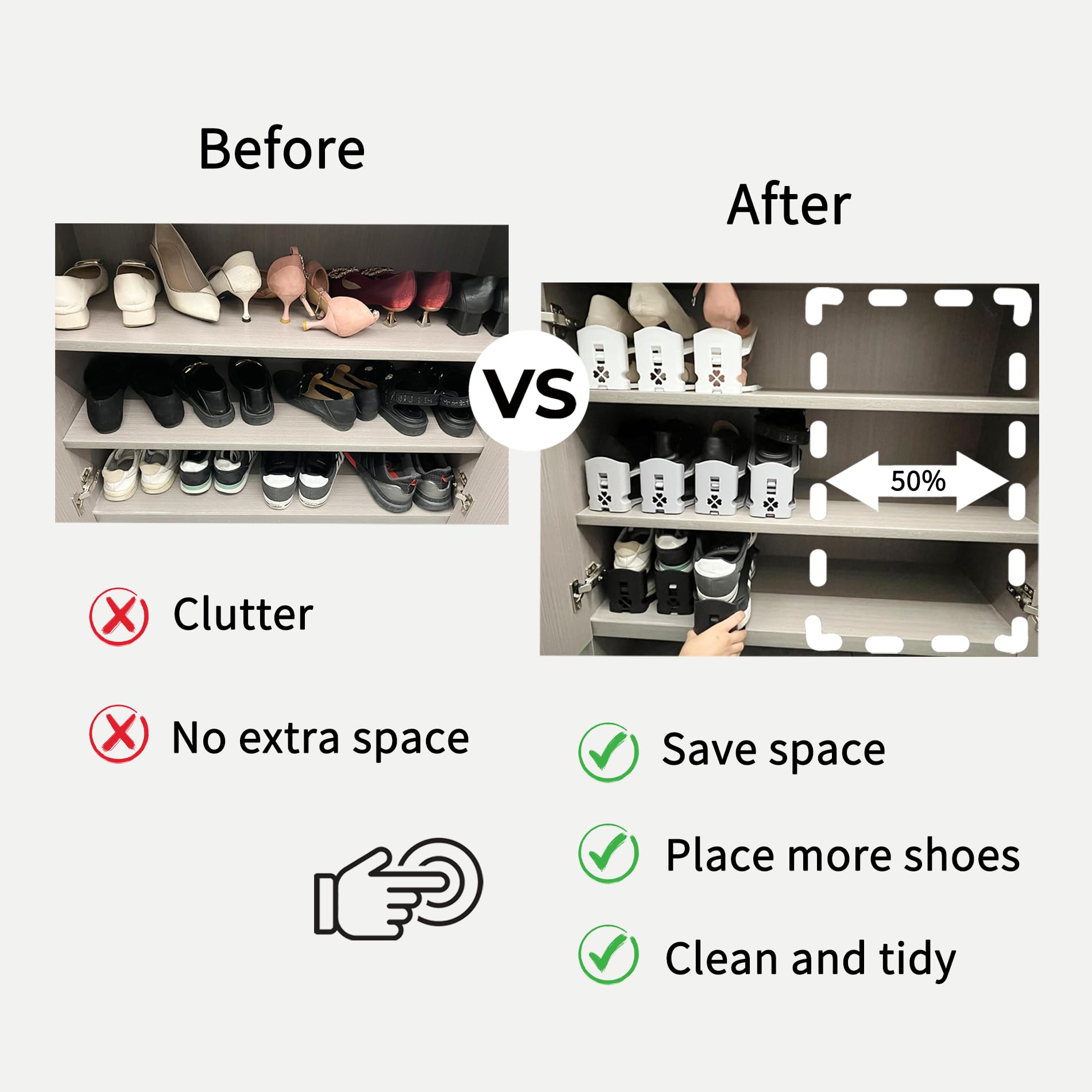 Organizzatore Scarpiera A Doppio Piano - 10 Pezzi, Regolabile In Altezza, Nero, Per Risparmiare Spazio - Foto 4