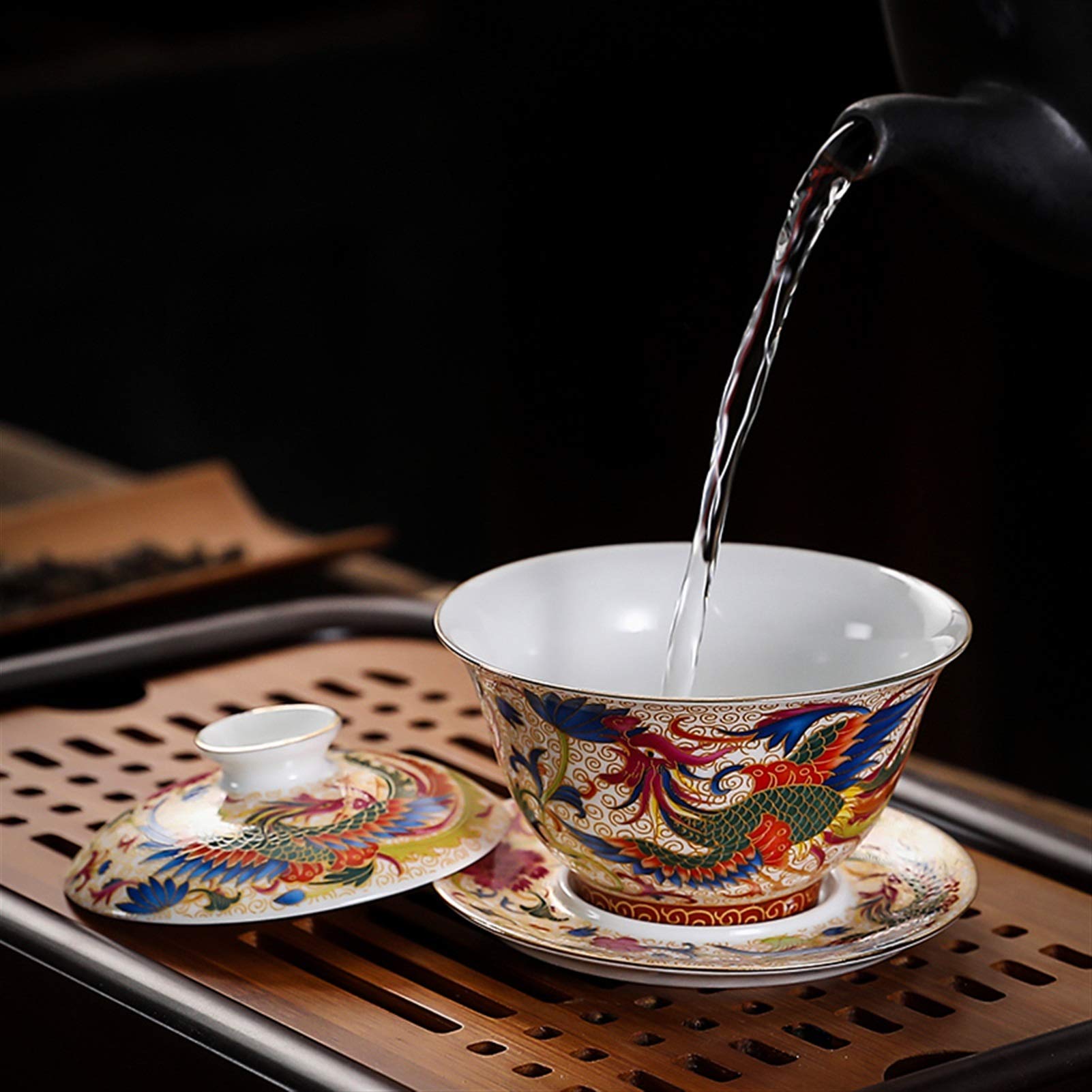 Lussuosa tazza da tè Gaiwan in ceramica fatta a mano Ciotola da tè cinese in porcellana bianca e blu Accessori per stoviglie Bicchieri da 150 ml  15