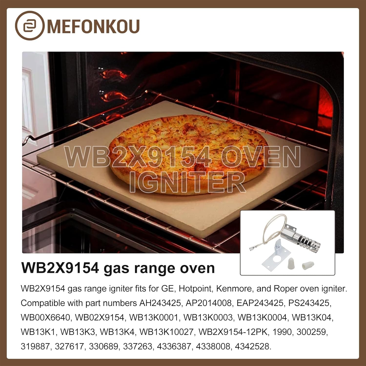 WB2X9154 Oven Ignition for GE Round Gas Range Broiler XL44 Style Igniter Replacement 120V Model WB13K10027 WB13K3 WB13K4 PS243425 AP2014008 GR403
