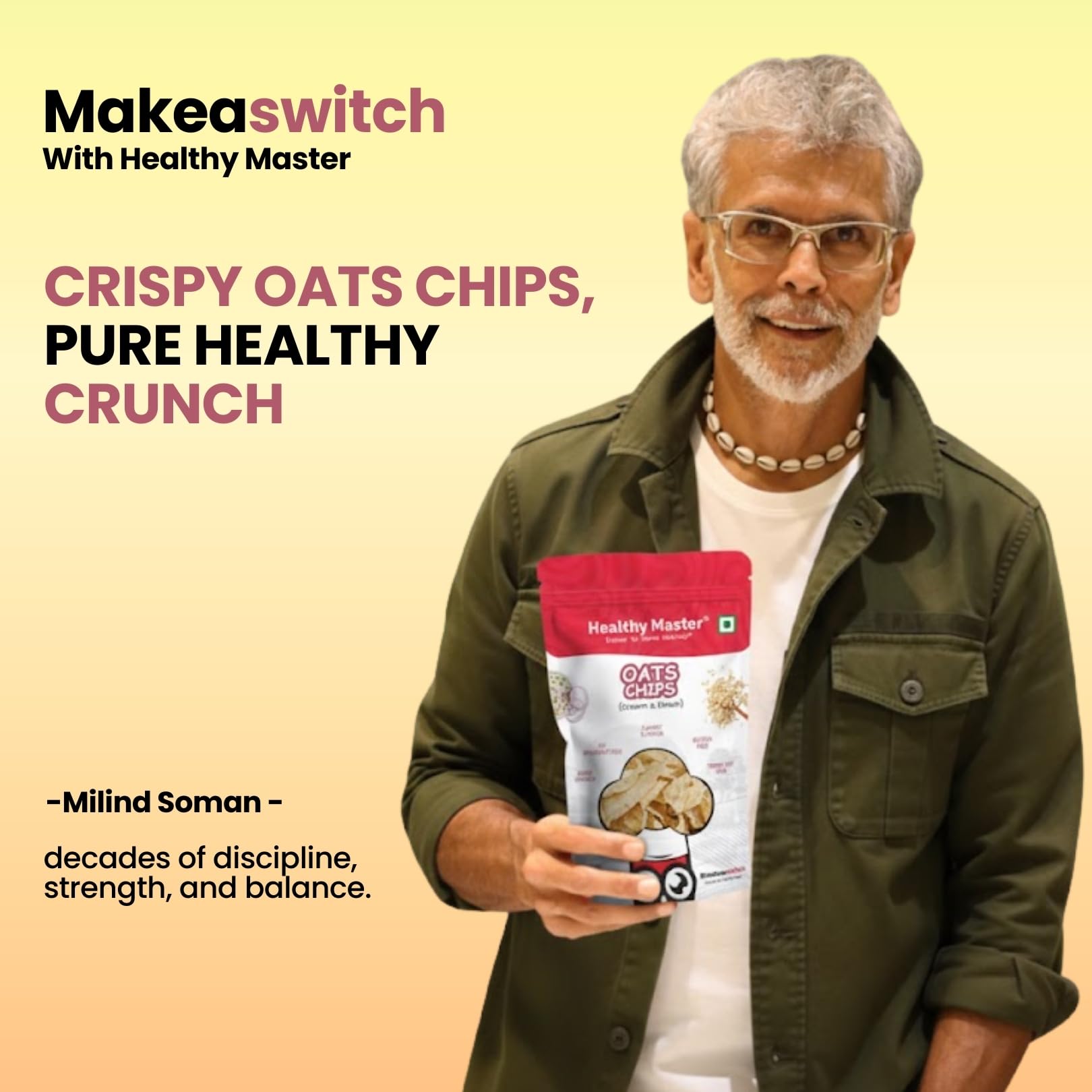 Healthy Master Oats Chips Combo 100g - Pack of 3 | Light & Crispy Chips, high protein | Natural ingredients, Vegan, Gluten Free, No Palm Oil, No Artificial Preservatives, Trans Fat Free, Low Calorie 2