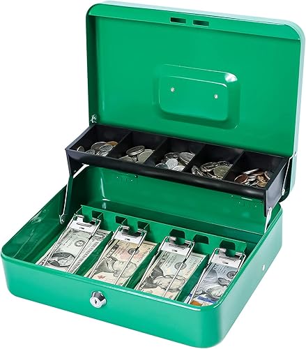 Vista 15 de KYODOLED Caja de Dinero con Cerradura, Caja de Dinero con Bandeja para Efectivo, Caja Fuerte con Llave, Organizador de Ahorro de Dinero, 11.81L x