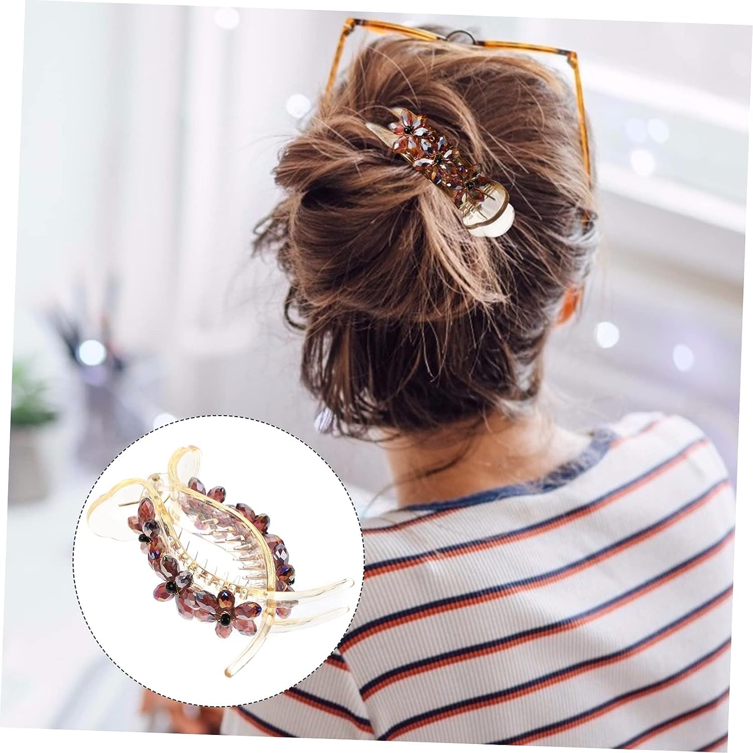 4 Stück Haarspangen für französische Haare, Haarspangen mit Diamant, mittlere Größe, Haarnadel für Damen, Retro-Haarspangen für große Krallen, Haarspangen für mittlere Haare, Fermagl