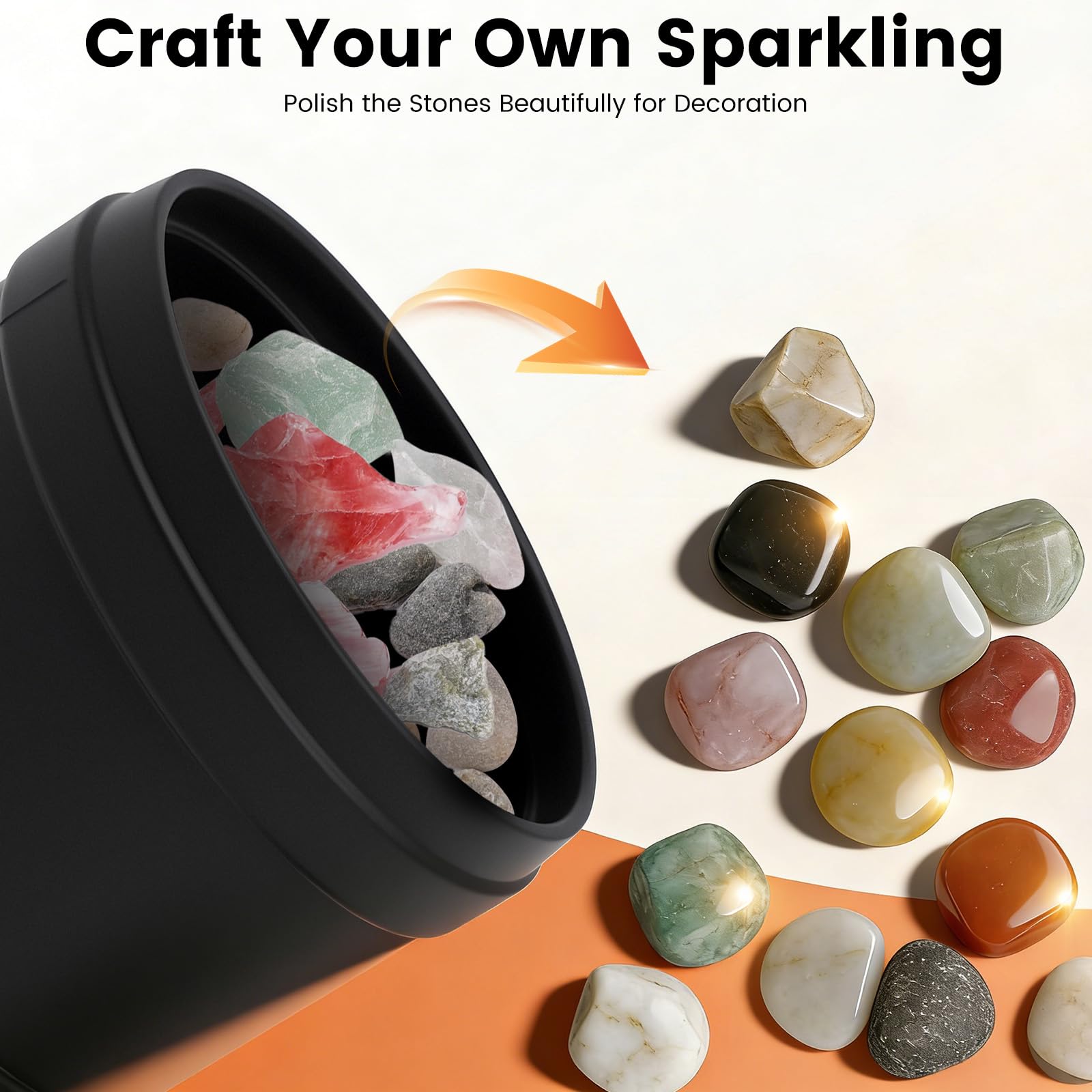 Rock Tumbler Kit, Starter Komplettes Steinpolierer Set, Rock Polierset mit 7-Tage-Timer DIY Edelsteine Poliermaschine Rosenquarz Stein Steinpoliermaschine für Kinder und Erwachsene