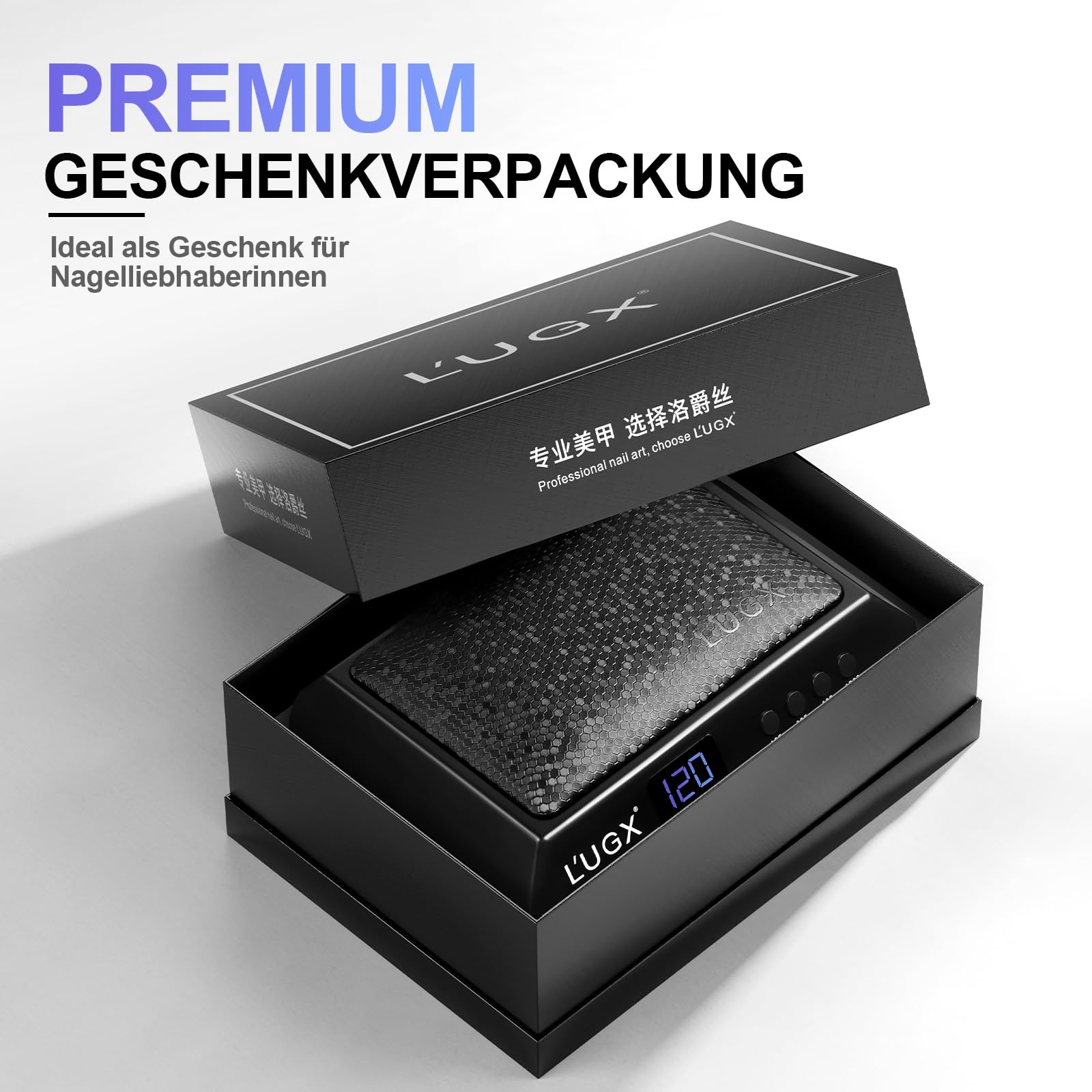 L'UGX UV Lampe für Gelnägel 72W – Professionelle Nagellampe mit Handauflage, große Led Lampe Nägel für Maniküre & Pediküre, Zuhause & Studio-Schwarz-205