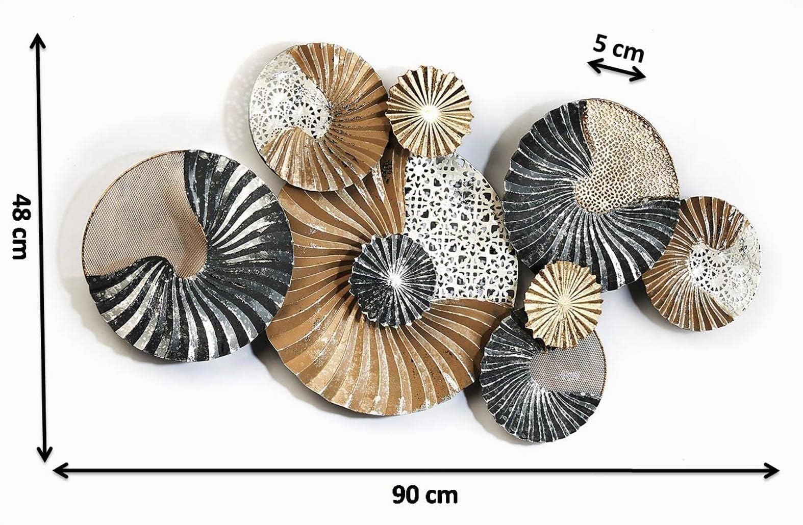 Kobolo Wandbild 3D-Bild Wanddeko Metall SHELL gold 90x48x5 cm Anthrazit