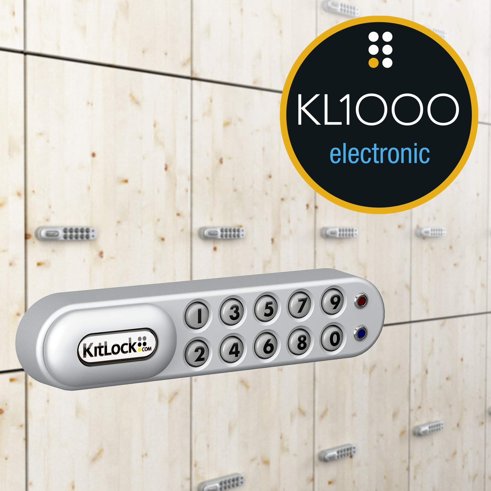 KitLock Elektronikschloss KL1000 | für Spinde Schließfächer und Möbel | schlüssellos mit Zahlenschloss | horizontal Rechtshänder | silber