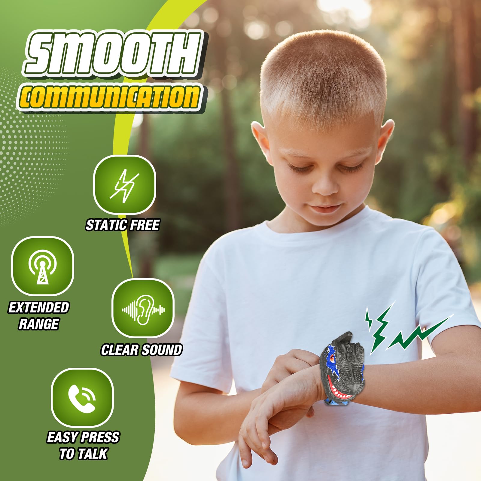 EUCOCO Walkie-Talkie Bambini, Dinosauri per Bambini Gioco Bambino 3 4 5 6 7 8 9 10 Anni Maschio Regalo Bimbo 3-12 Anni Walkie Talkie Giochi Bambini 3-12 Anni Dinosauro Giocattolo Giocattoli Bambino