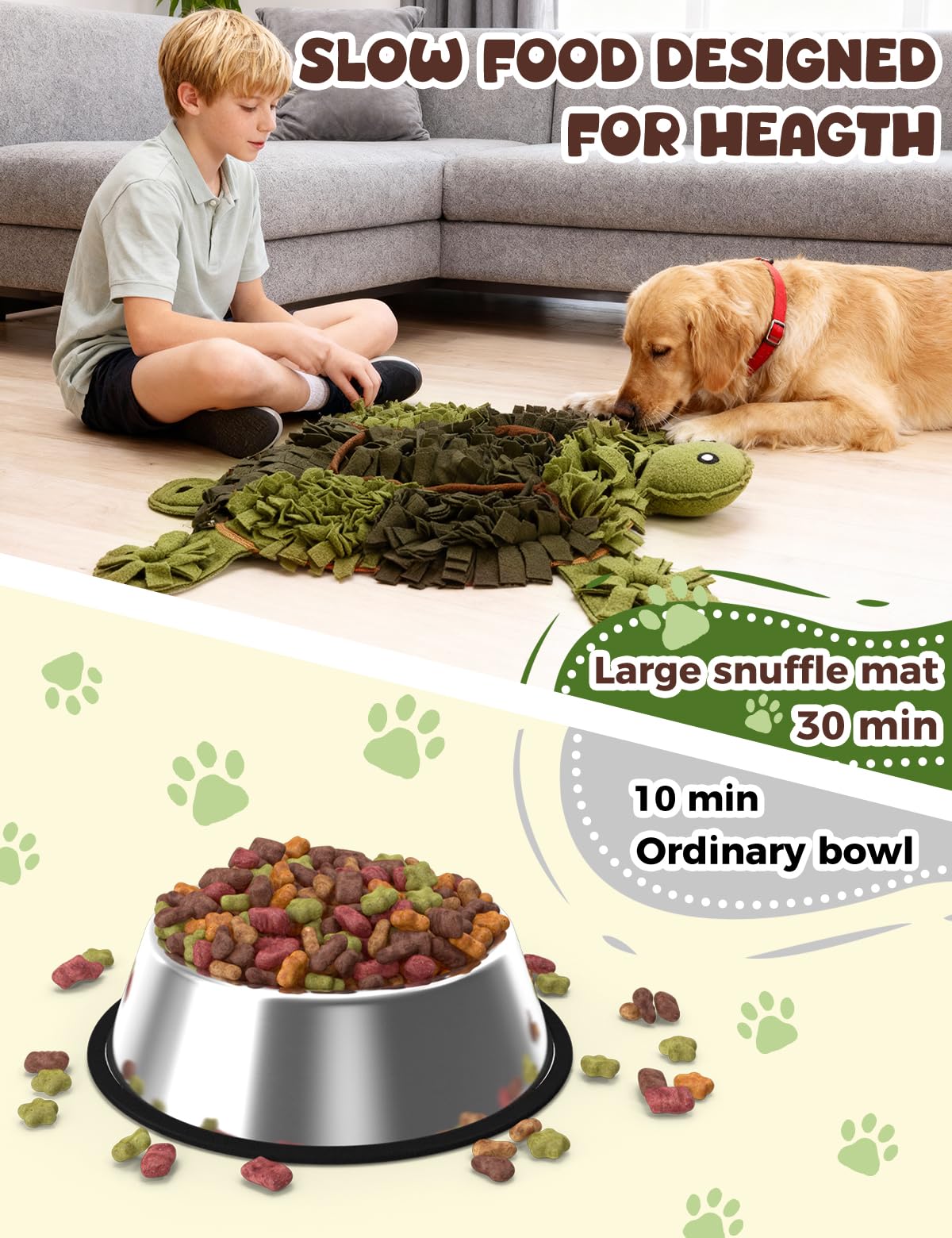 Tappetino da fiuto per cani, design tartaruga, 70 x 57 cm, grande tappetino per il fiuto per cani, tappetino per cibo per cani con alimentazione lenta, arricchimento mentale per stimolazione