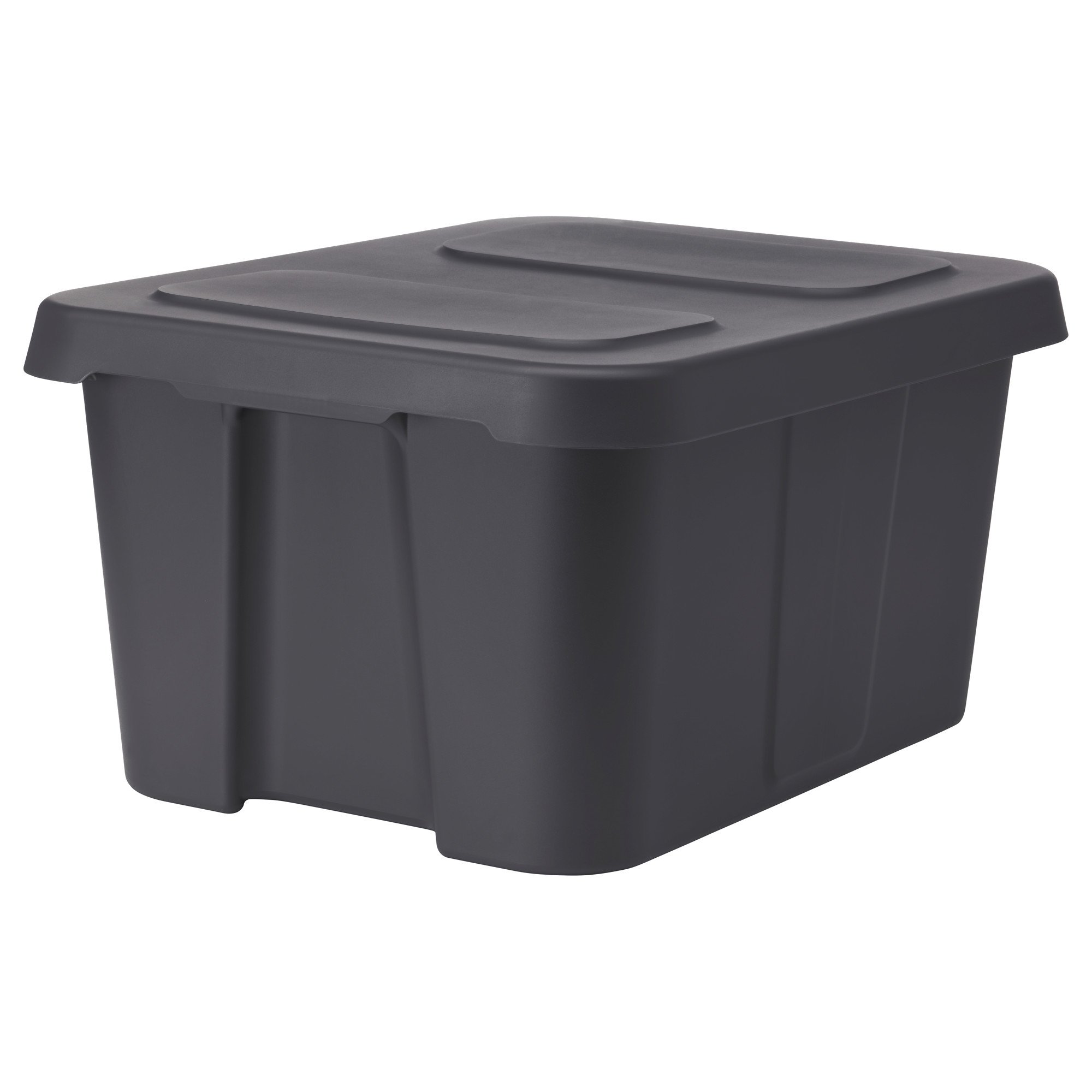 Boîte KLÄMTARE pour organiser le garage et la terrasse avec son grand bac gris foncé 58 cm