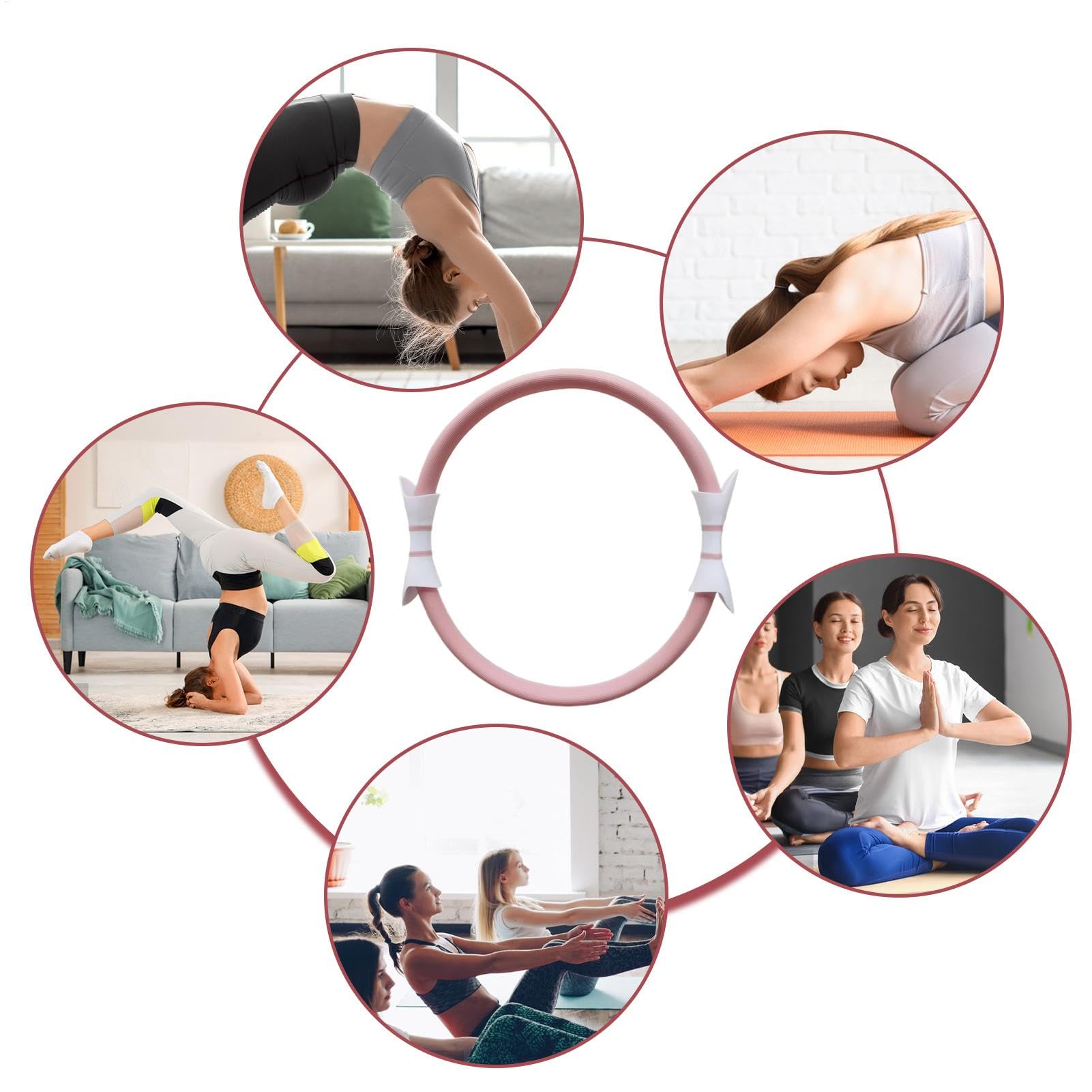 Anneau De Pilates 38cm Avec Poignées Doubles - Équipement Fitness Pour Tonifier Cuisses Et Corps Entier