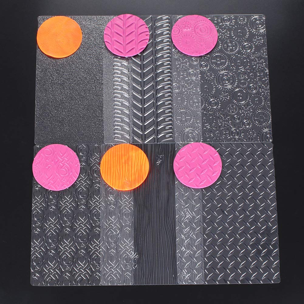 6 tire Gear Shape Cake Decoration molds - 6 tire Gear Cake Texture mats - 6 tire Gear Transparent Texture Pads - 6pcs/Set