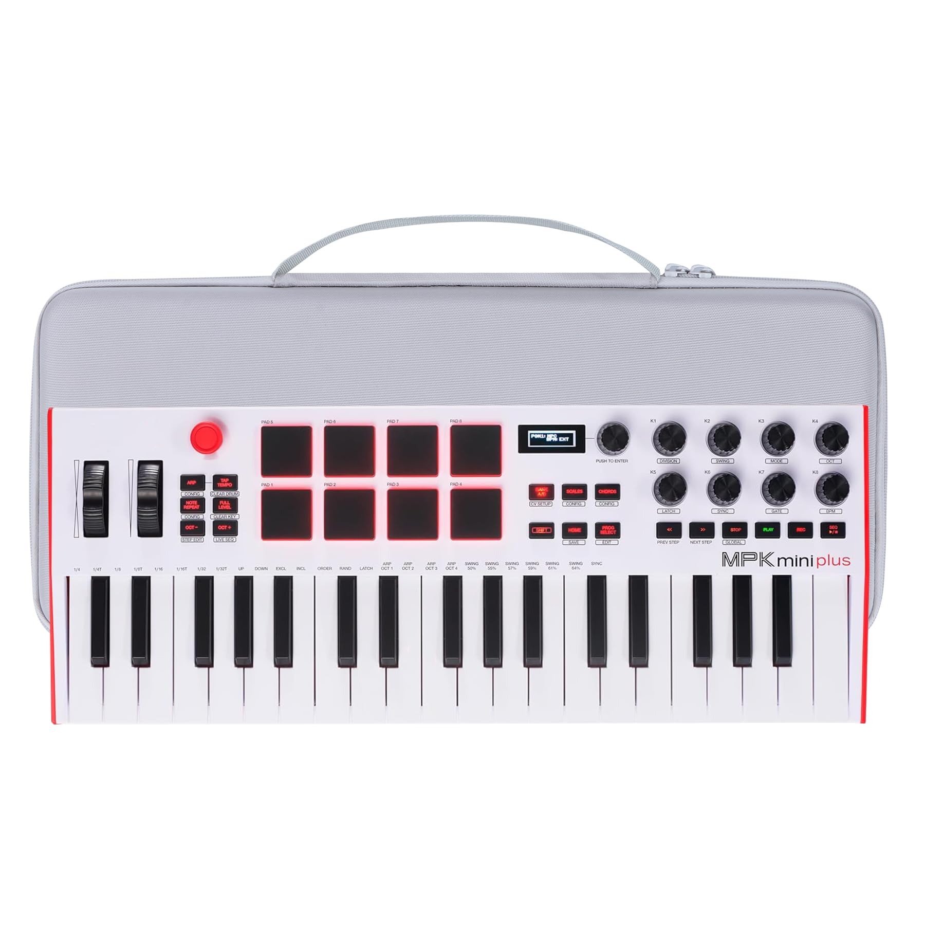 Lebakort Duro Caja Estuche Funda para Akai Professional MPK Mini Plus - Teclado Controlador MIDI USB (Blanco)