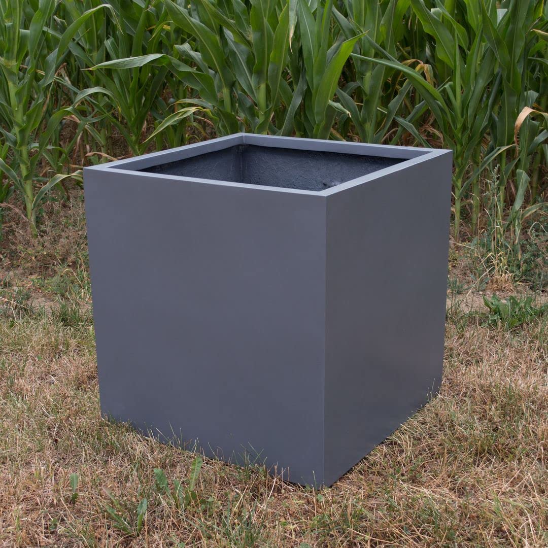 Blumenkübel Fiberglas anthrazit metallic quadratisch 60x60x60cm