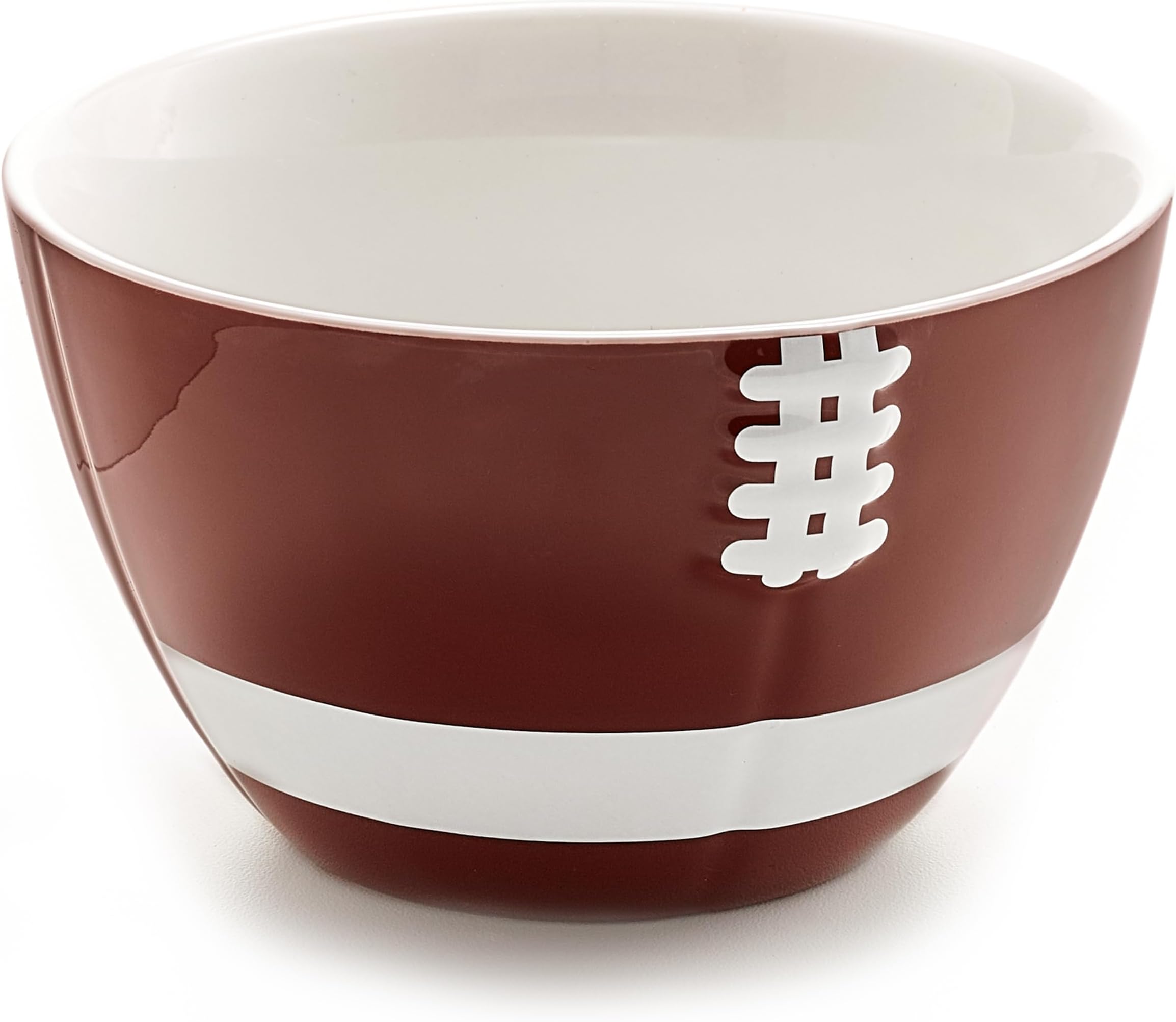40YARDSAmerican Football Ceramic Cereal Bowl/Snack Bowl (900ml) Half Football Shape with Raised Tactile Stitching
