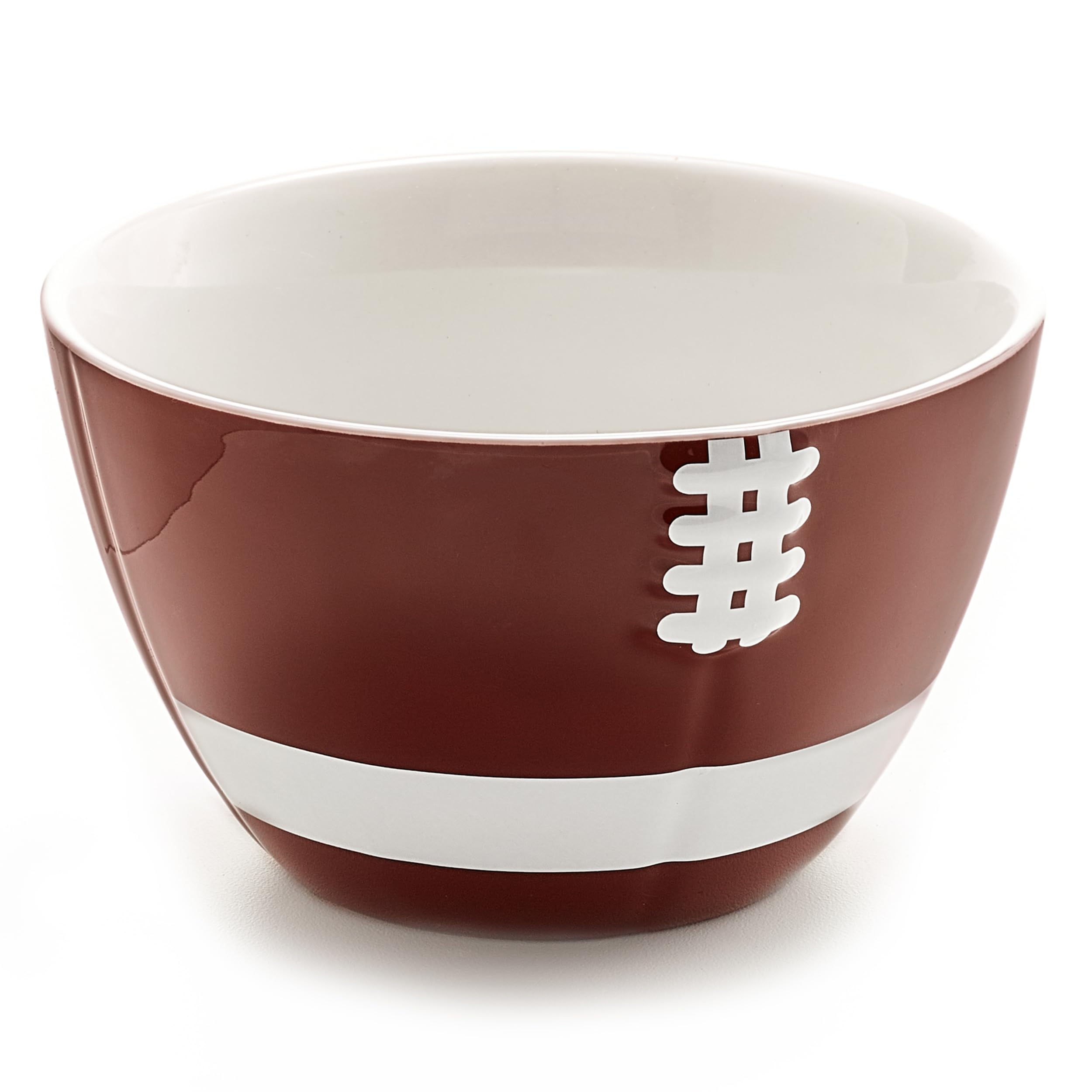 40YARDSAmerican Football Ceramic Cereal Bowl/Snack Bowl (900ml) Half Football Shape with Raised Tactile Stitching