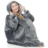 Oversized Hoodie Blanket&comma; Wearable Blanket sweatshirt&comma; Ultra Soft Sherpa Fleece Comfy Snuggle Hoodie