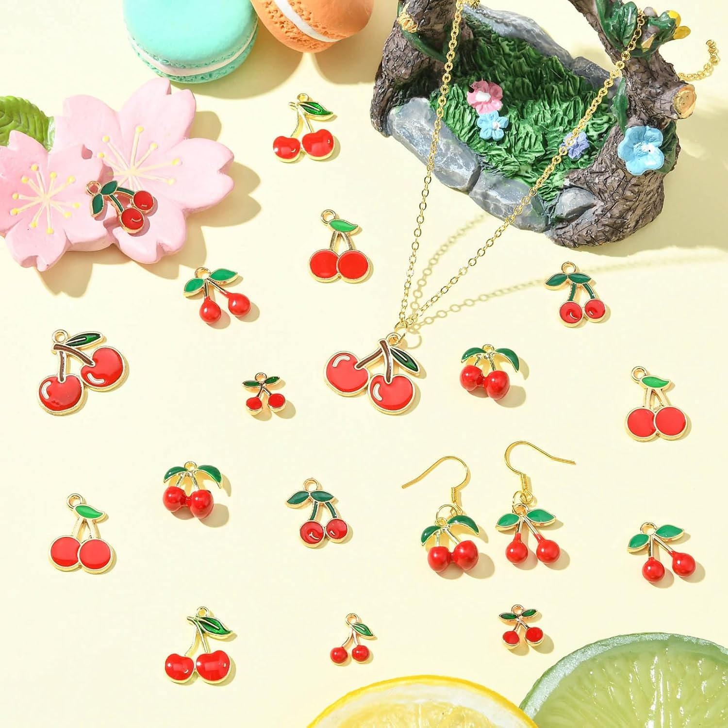 KitBeads 40Pcs 8 Styles Enamel Cherry Charms Summer Sweet Fruit Charms Mixe Shape Red Cherry Pendants for Jewelry Making Bracelets Earrings Crafts - Image 6