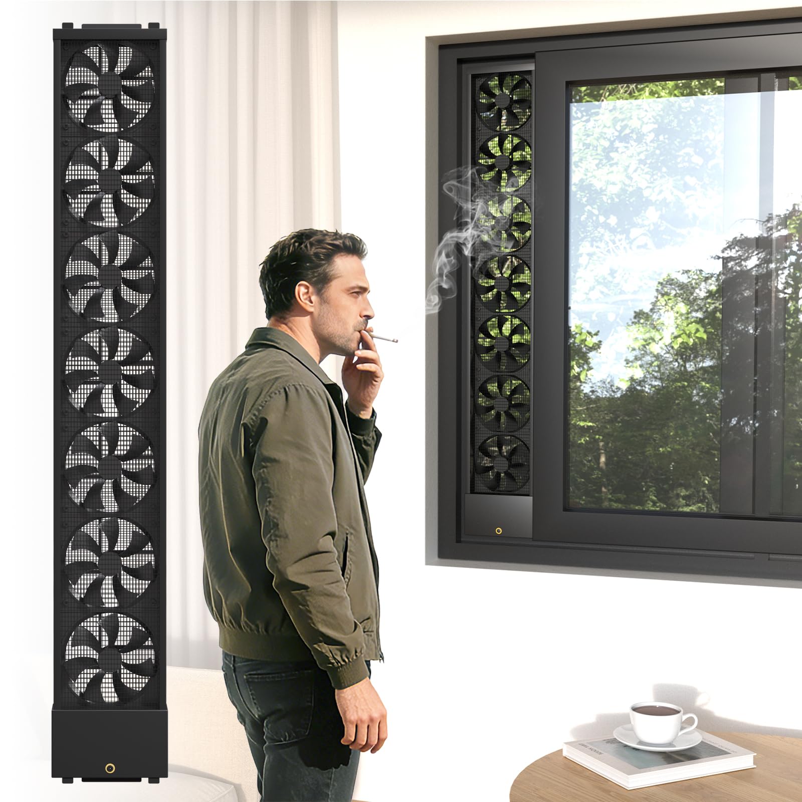Photo 1 of QJSZMEI Vertical Window Fan, No Drilling Required Installation Window Exhaust Fan, Adjustable Wind Speed Window Ventilation fans, 1.97 IN Retractable, for Bedroom Bathroom Kitchen Office
