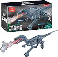 Brinquedo Dinossauro Velociraptor Divertido Anda Luz Som Fumaça Castela
