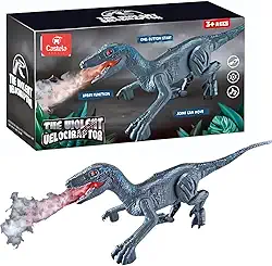 Brinquedo Dinossauro Velociraptor Divertido Anda Luz Som Fumaça Castela