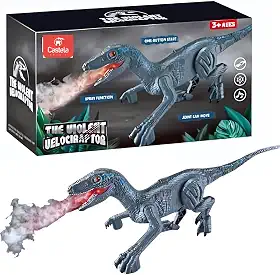 Brinquedo Dinossauro Velociraptor Divertido Anda Luz Som Fumaça Castela