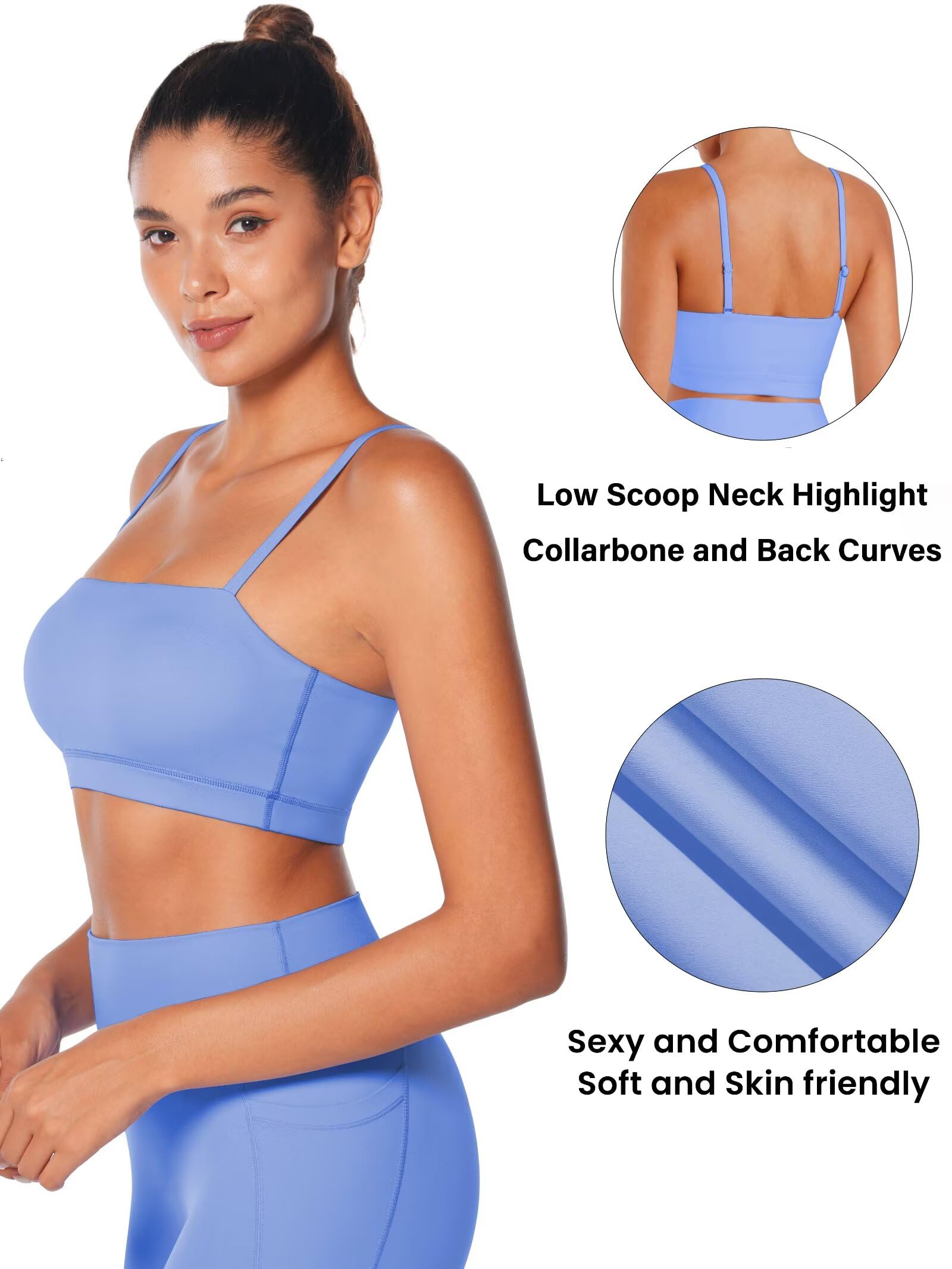 Sunzel Brasier deportivo para mujer, suave, con tirantes ajustables, acolchado, para yoga, cuello redondo, sin varillas, para entrenamiento, gimnasio