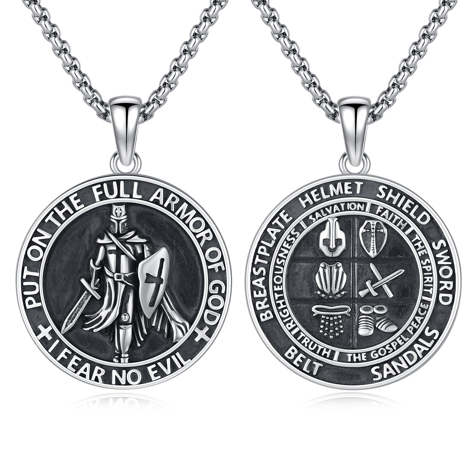 Silver/14K Gold Patron Saint Medal Amulet Necklace for Men Women