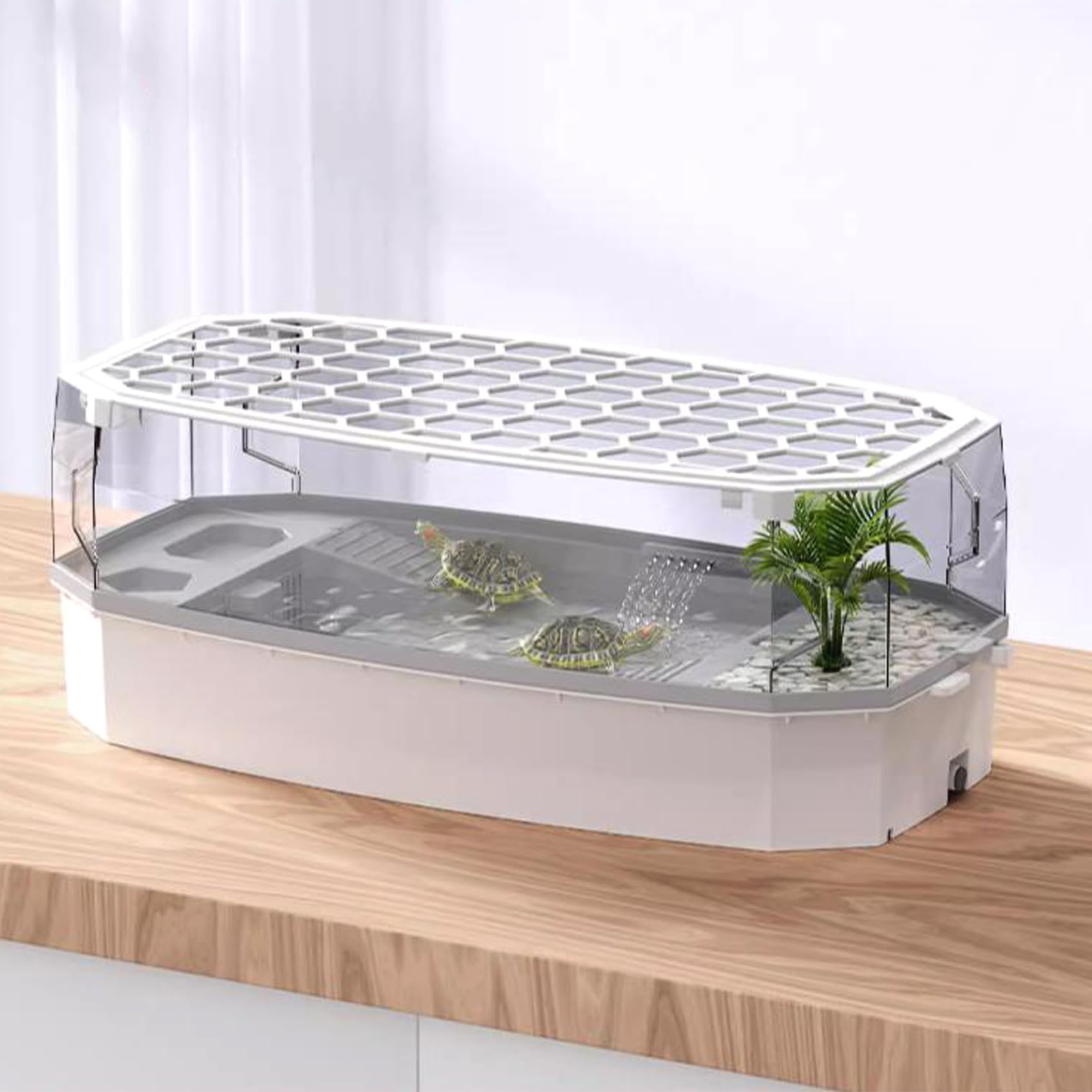 Amazon | Zaoneo 亀用水槽 蓋付き カメ用水槽 亀水槽 飼育ケース 観察