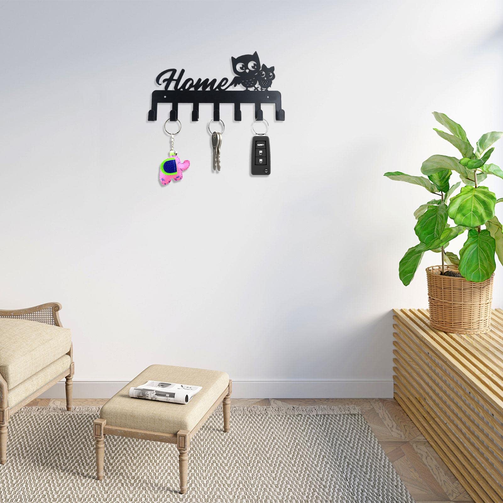 Porte-clés Mural Hibou Vintage – Organiseur 7 Crochets En Métal, Style Rétro Chouette, Idéal Entrée, Couloir, Bureau Ou Chambre