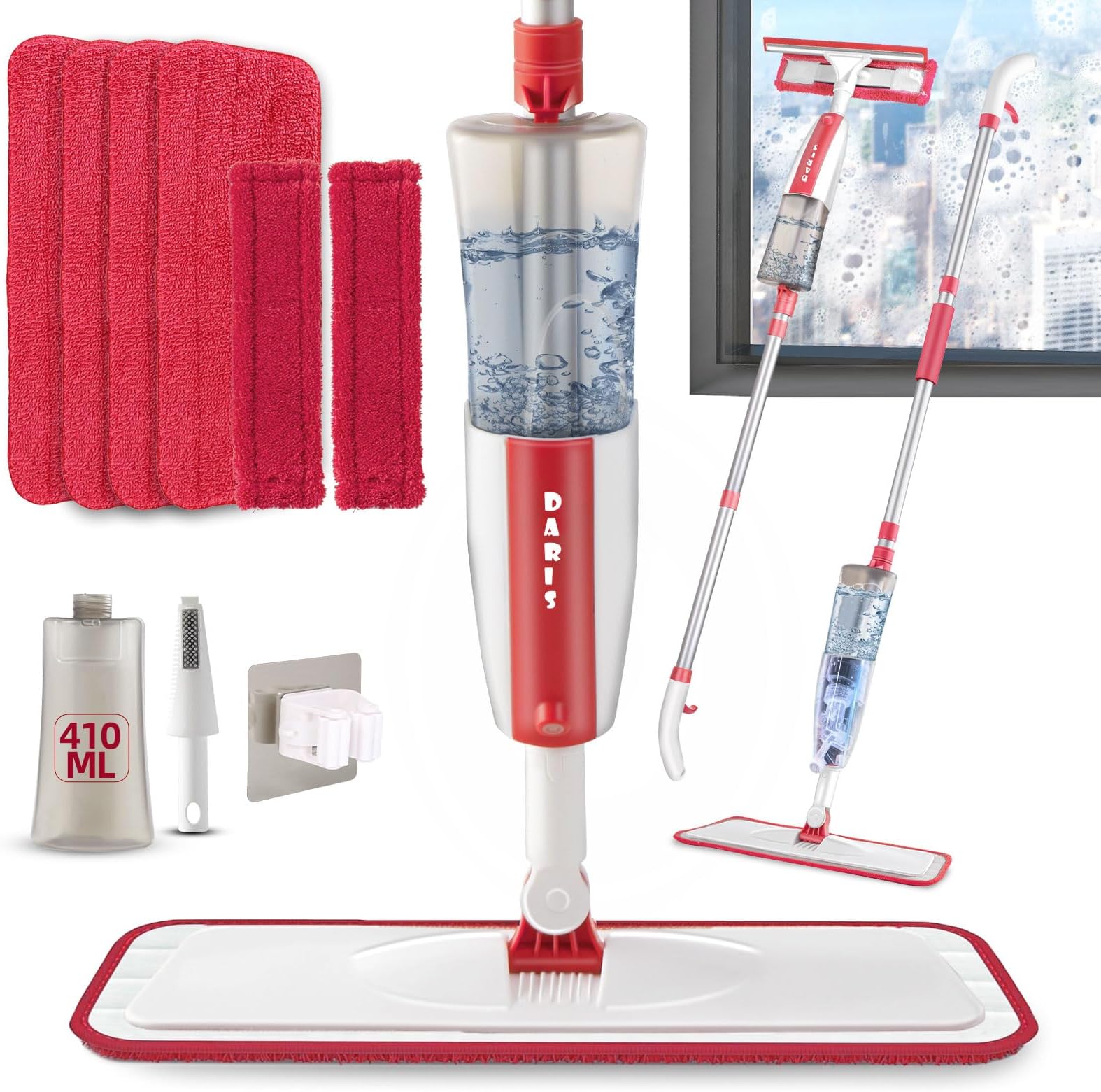 EHADOO Bodenwischer Mit 3 Wischpads | Für Laminat, Fliesen & Holz | 360° Drehbar