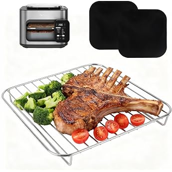 BYKITCHEN Airfryer Grillrost f r Ninja Combi 12 in 1 Multikocher Gitter & Gittereinsatz f r Ninja Combi Hei luftfritteuse 304 Edelstahl Airfryer Zubeh r / Rack/Rost mit 2 Backofenmatten Grid Insert for Ninja Combi Multi Cooker Hot Air Fryer with Two Oven Mats Airfryer Rack Accessories