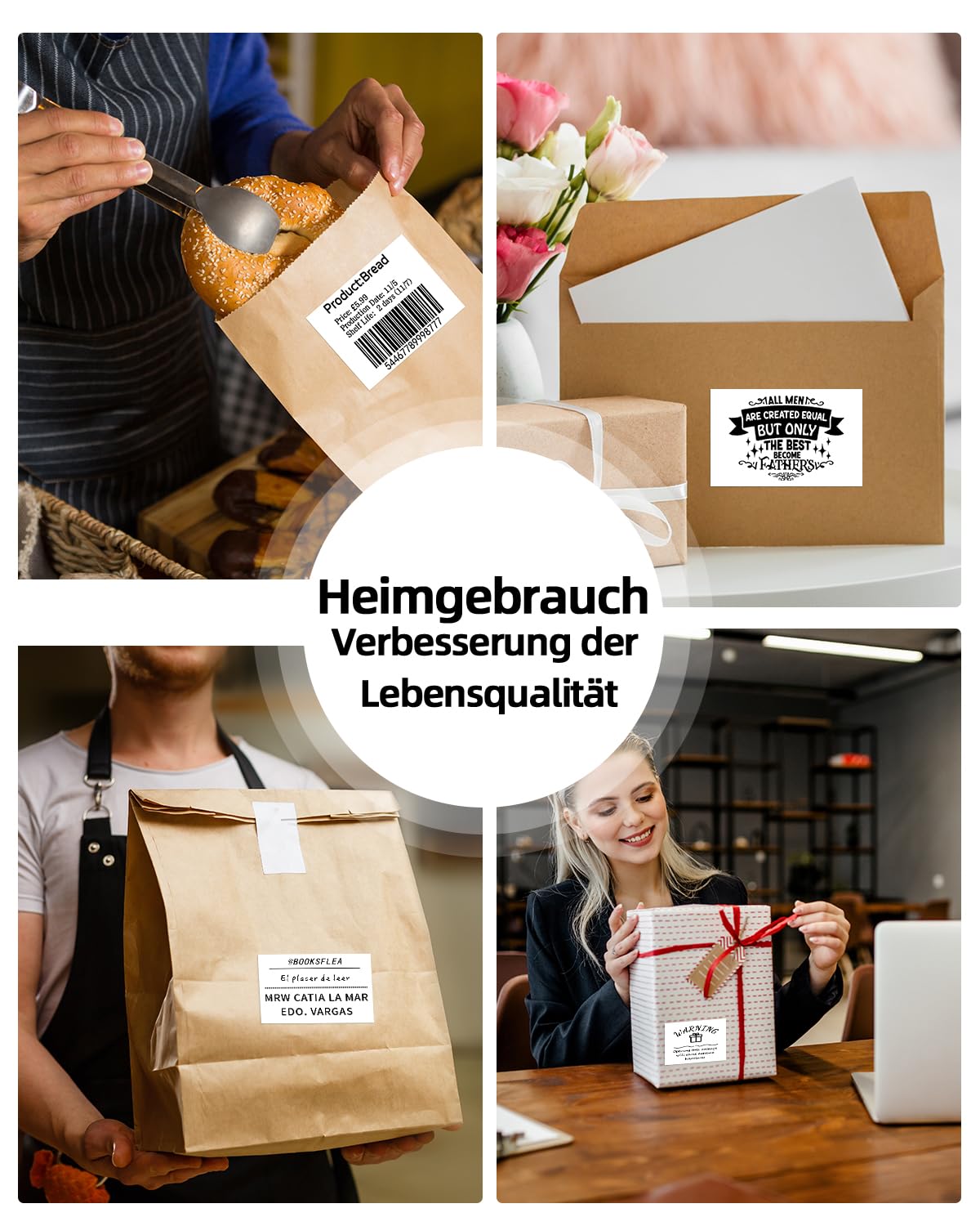 3 Rotoli Etichette Termiche Phomemo 70x40mm - Per Stampanti M221/M220/M200, Nero Su Bianco