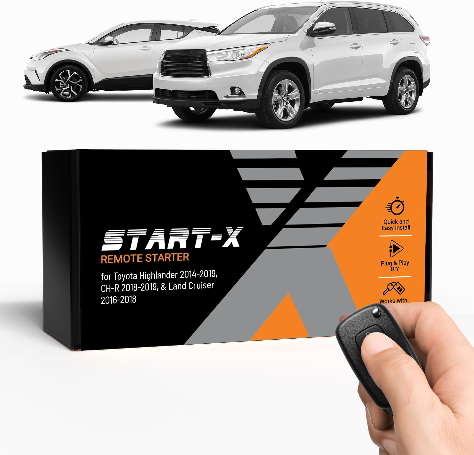 Start-X Remote Starter Kit for Non-Hybrid Highlander (2014-2019), C-HR (2018-2019), Land Cruiser (2016-2018) Vehicles with Push-to-Start Ignition Only | Plug & Play Install | Use Your OEM Key Fob