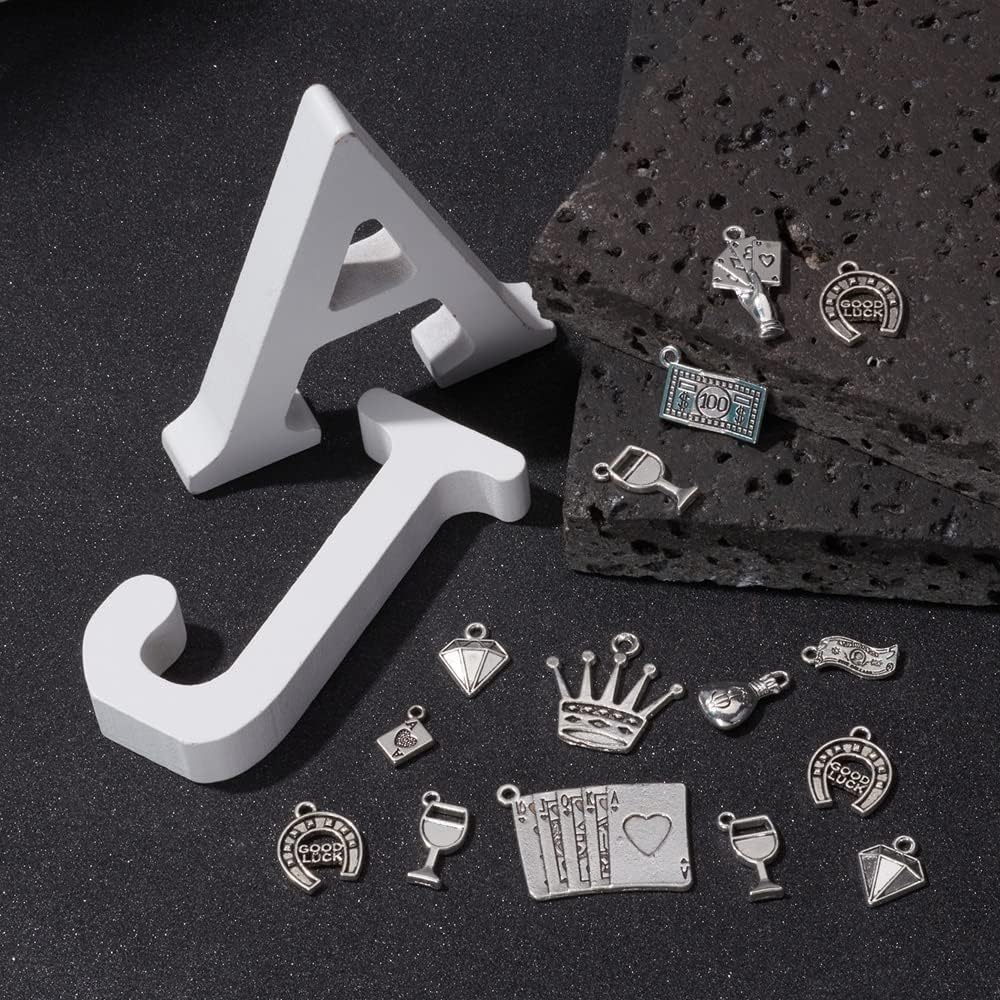 KitBeads 100pcs Tibetan Poker Charms Mixed Styles Joker Diamond Cash Money Antique Silver Las Vegas Charms for Jewelry Making Bracelets Bulk - Image 5