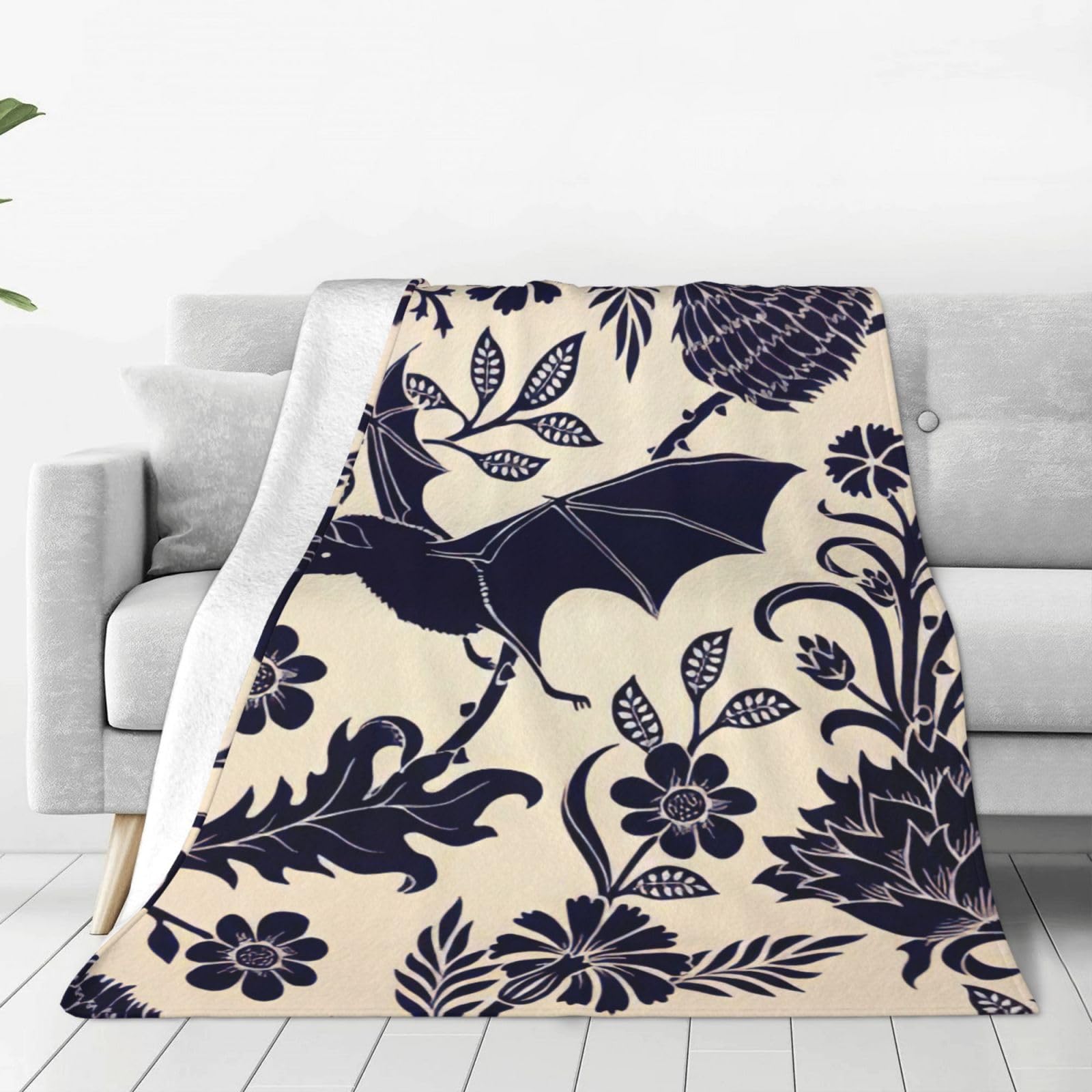 Couverture polaire douce microfibre chaude lit canapé imprimé chauve-souris