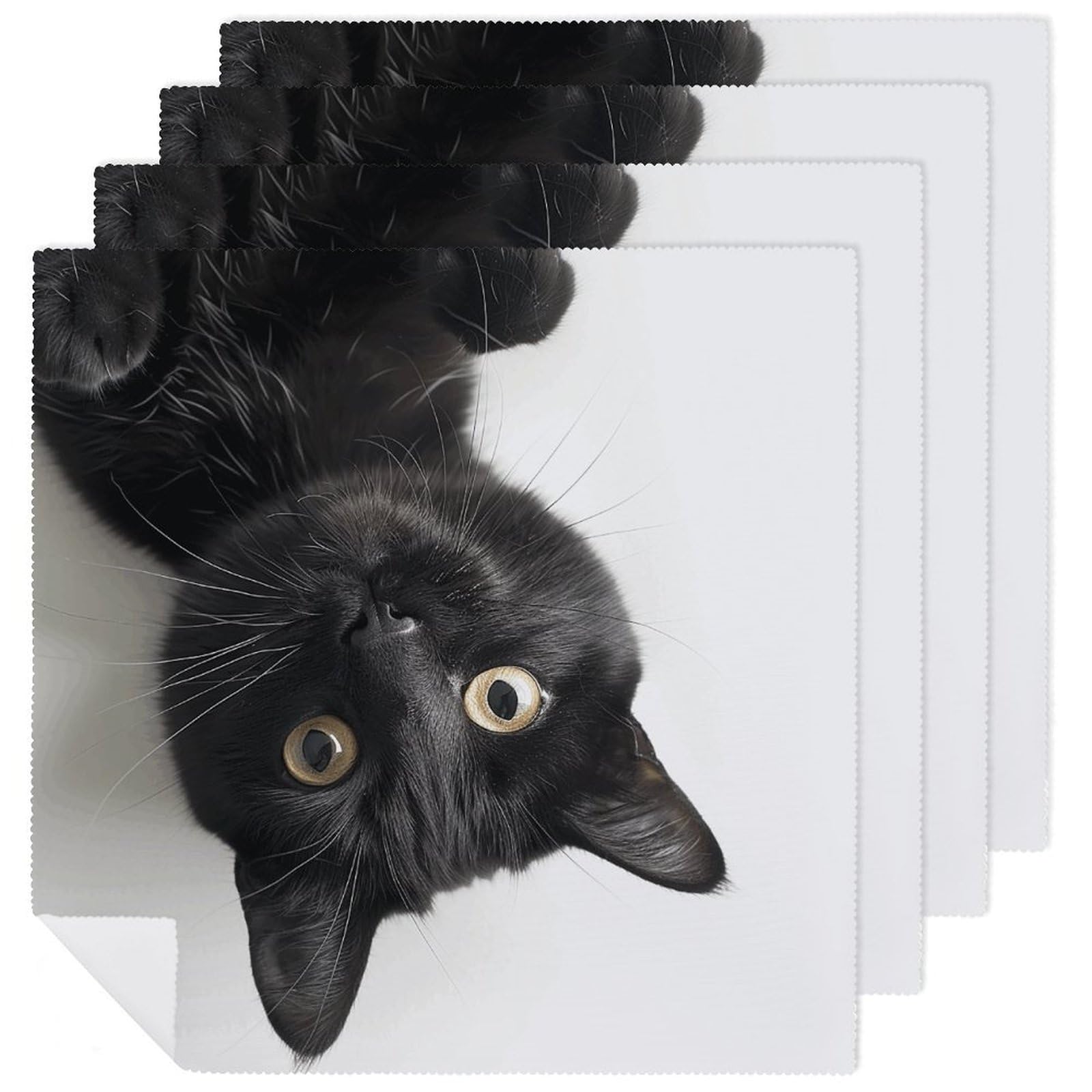 Serviettes de table chat noir lavables pour sublimer vos fêtes et tables de mariage