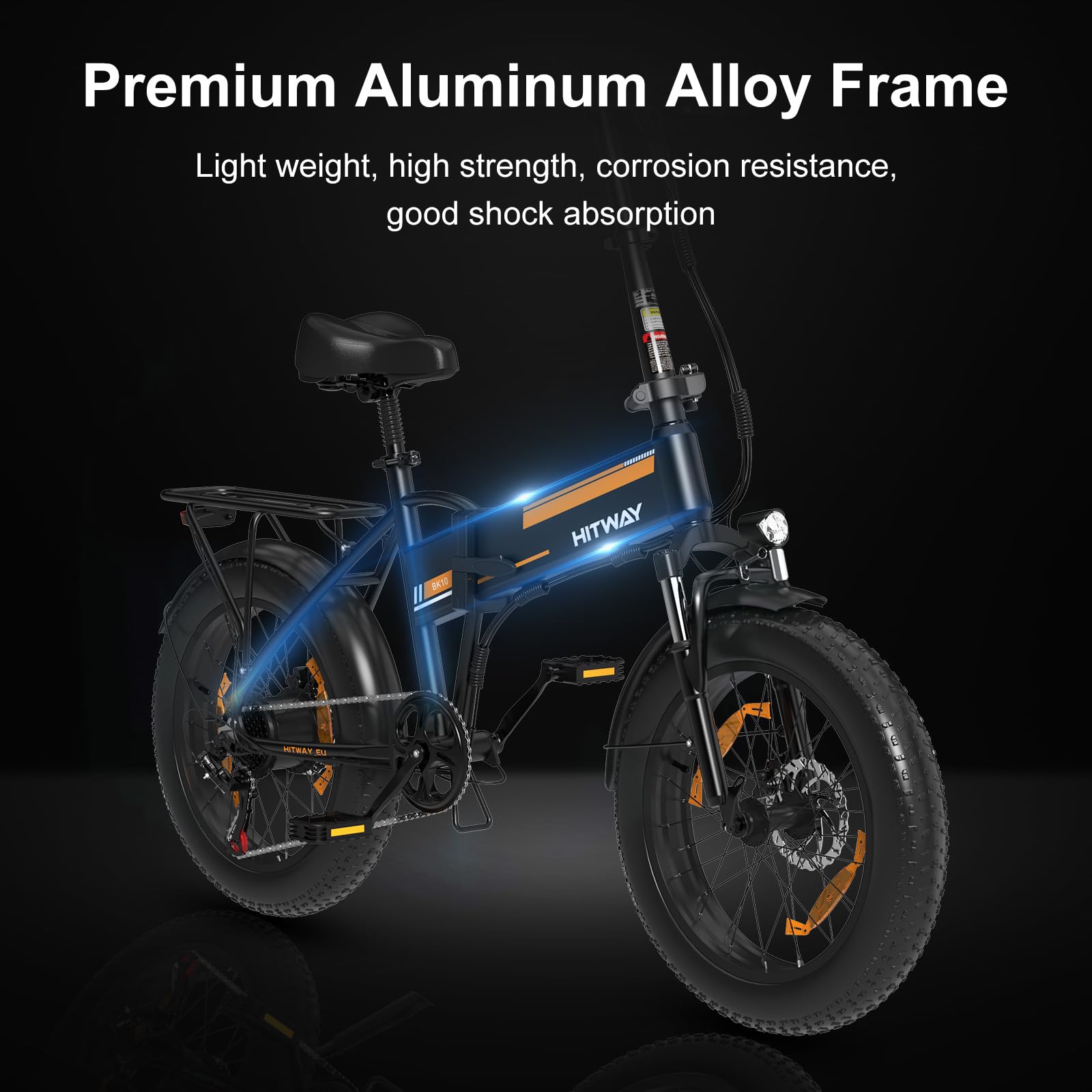 HITWAY Bici Elettrica 20" x 4.0 Fat Tire con,Batteria Rimovibile 48V/36V 12AH, Pieghevole e Fashion, E-bike da per Ogni Terreno & MTB & Spiaggia & Neve