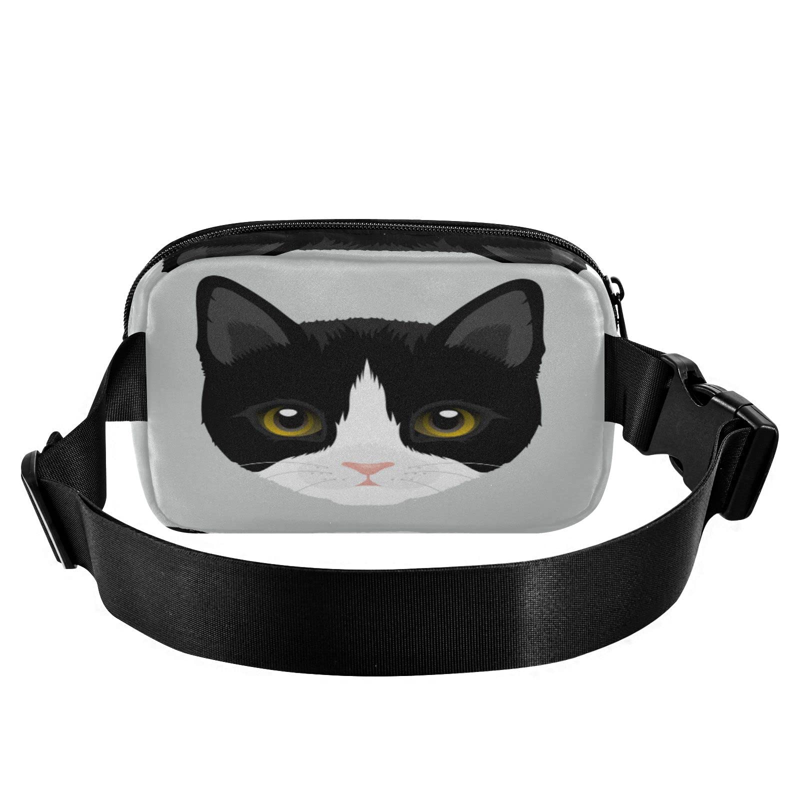 Portrait Of Tuxedo Cat Belt Bag for Women Men Fanny Pack Small Waist Pouch Crossbody Bags for Outdoor Hiking Running Travel