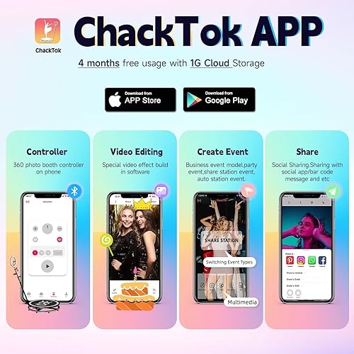 Miniatura 9 de Máquina de cabina de fotos 360 para fiestas, 7 personas para pararse (45.3 pulgadas + estuche de vuelo), control de aplicación de software, logotipo