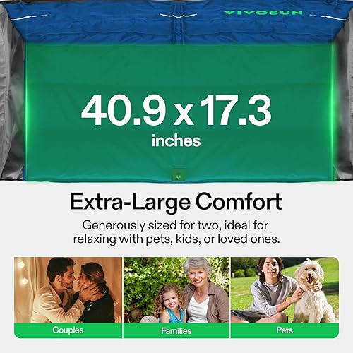 Miniatura 6 de VIVOSUN Double Camping Chair, Fully Padded Folding Loveseat, Oversized Duo Chair with Cup & Wine Glass Holders, Pocket, Armrests & Carry Bag Azul