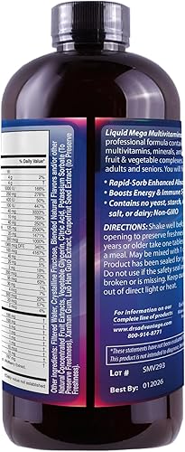 Miniatura 4 de Líquido Mega de suplementos multivitamínicos & Minerales 16oz. Salud y belleza