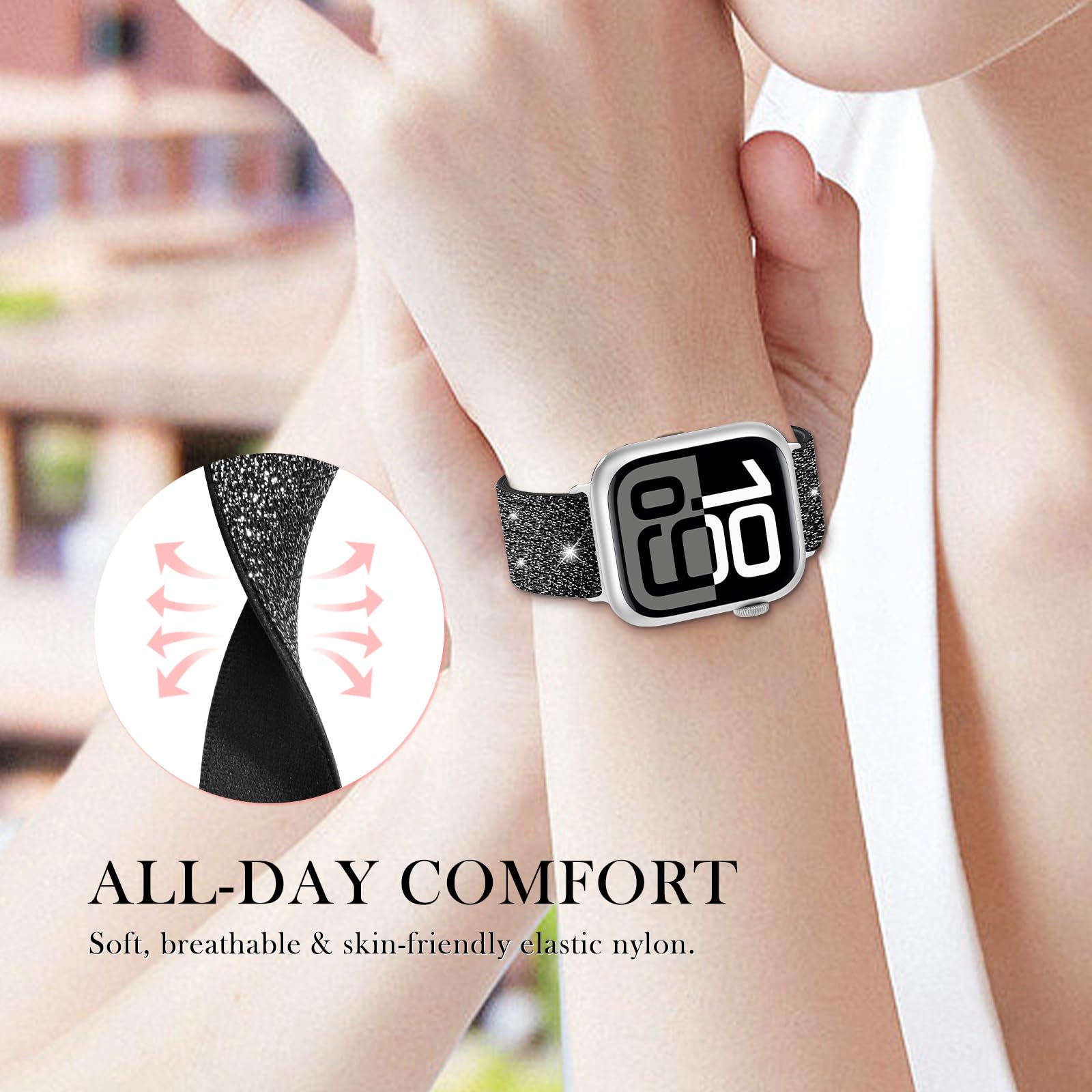 LETOID Correas elásticas diseñadas para Apple Watch Band de 38 mm, 40 mm, 41 mm, 42 mm, 44 mm, 45 mm, 46 mm, 49 mm, correa elástica de nailon suave para iWatch Series 11, 10, 9, 8, 7, 6, 5, 4, 3, 2, 1