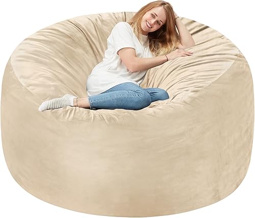 Miniatura 59 de Homguava Sillón tipo puf de 4 pies: Pufs de 4' con espuma viscoelástica rellena, grandes sillones tipo puf, sofá suave con funda de terciopelo Negro