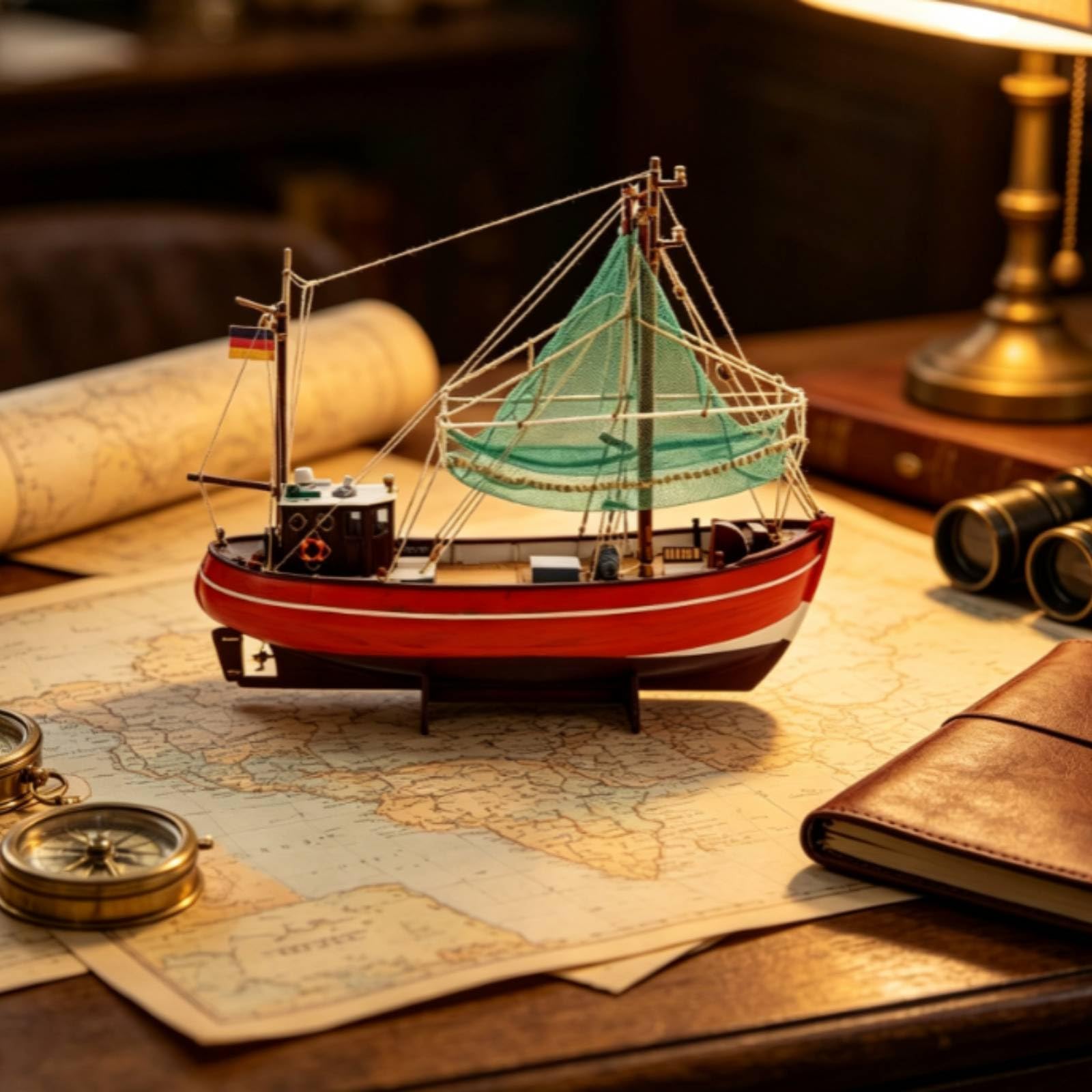 TAIZhiChen Barca da Pesca in Legno con Alberi in Betulla Tagliato a Modellino di Barca da Pesca Dettagliato Kit di Modellismo Navale Legno per Hobbisti