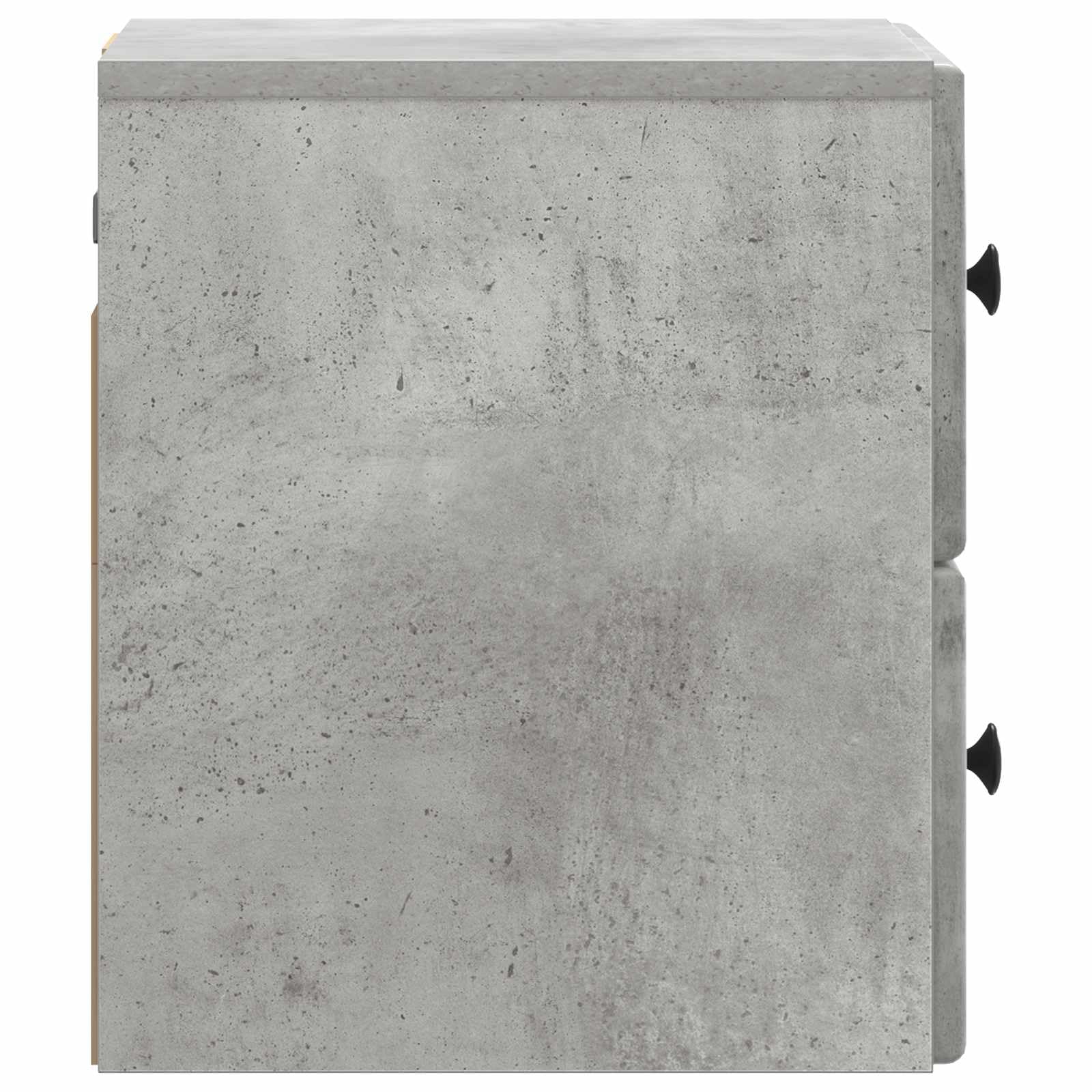 Mobiletto da notte a muro Grigio cemento 34,5 x 33 x 40 cm con cassetti e ripiani, supporto salvaspazio per camera da letto, soggiorno o ingresso, facile da montare