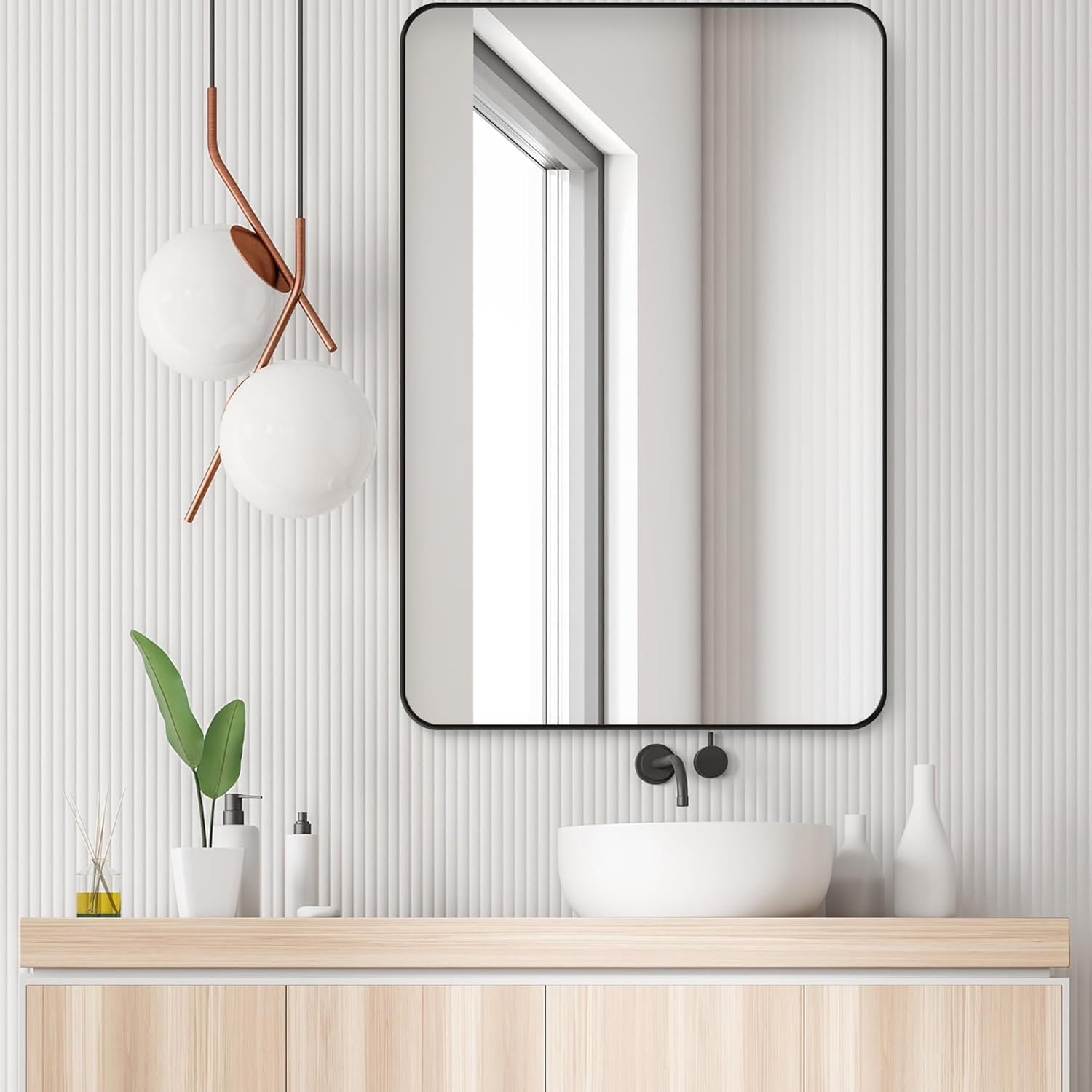 Black Bathroom Mirror,Rectangle 24 x 36 Inch Vanity Wall Mirror,Modern Mirror for Wall,Rectangular Mirror for Bedroom Living Room Entryway 36"L x 24"W Black