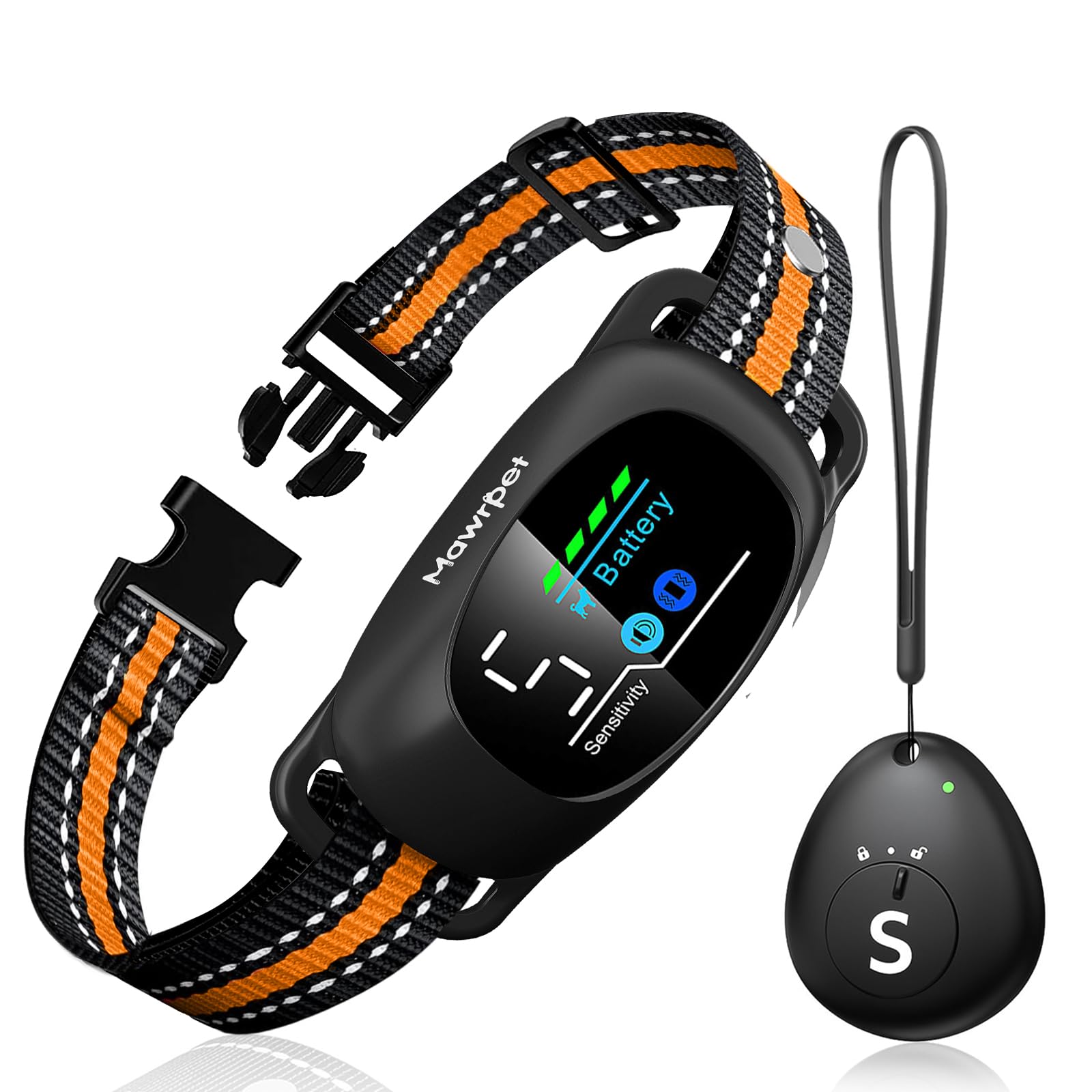MawrPet Upgraded Anti-Bark Collar with Remote Control, 2-in-1 Dog Training Collar&Dog Bark Collar with 5 Adjustable Sensitivity,Smart Anti Barking for Large Medium Small Dogs E Collar-Orange