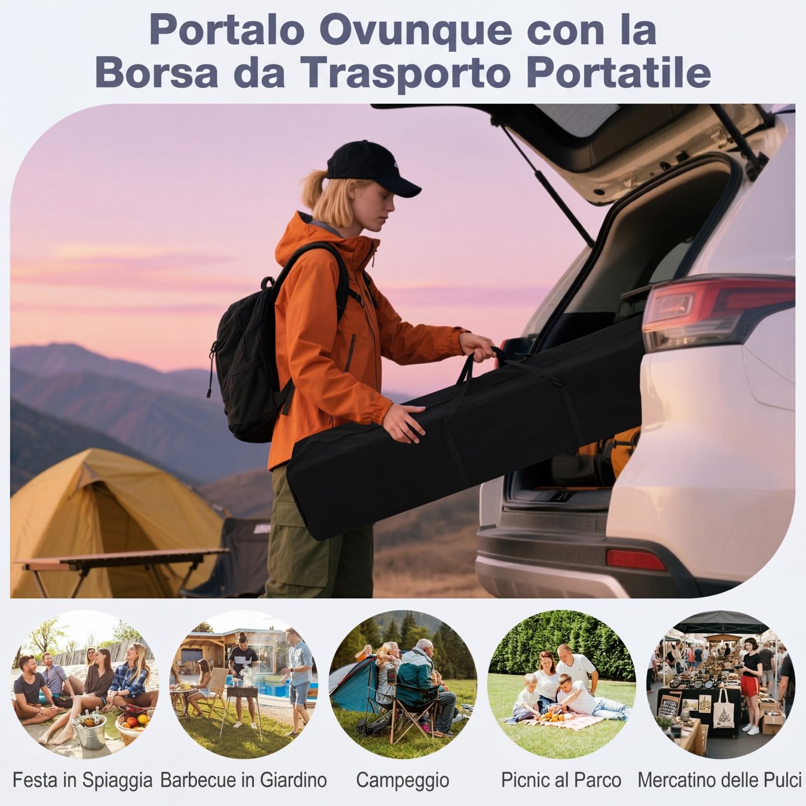 COSTWAY Gazebo da Esterno Pieghevole 290 x 290 cm, Gazebo Pop up con 4 Sacchi di Sabbia e Borsa da Trasporto, Regolabile in Altezza, Telaio Robusto in Metallo, per Mercato, Campeggio (Nero)