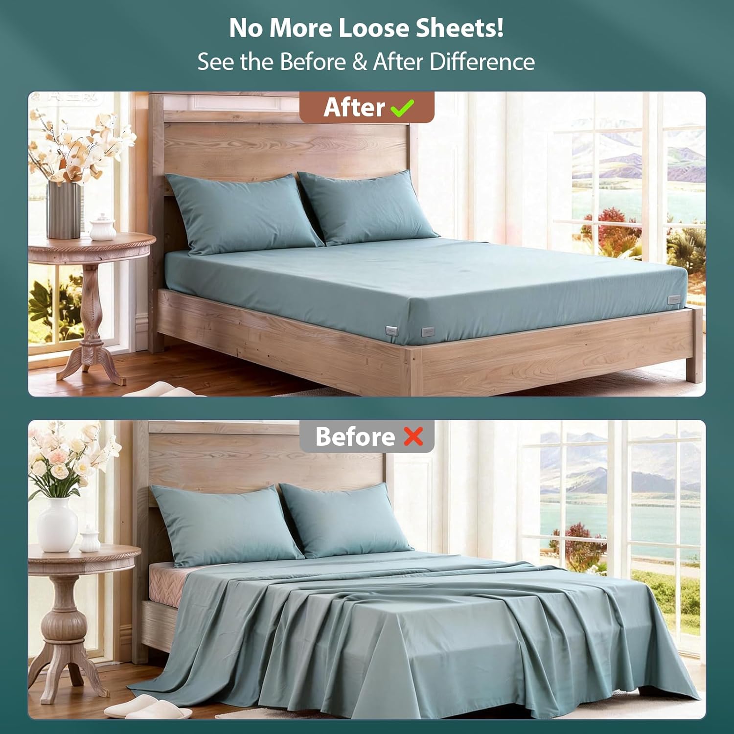 Bed Sheet Holders for Corners - Snap-Lock Sheet Lock for Fitted Sheets, Sheet Holders Keep Sheets Firm & Tight - Durable ABS Mattress Sheet Holder, Easy No-Lift Install, Fits 3"+ Mattresses (Set of 4)
