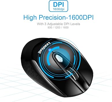 Leadsail Wireless Laptop Mouse, 2.4G Slim Portable, Less Noise, 6 Buttons, USB for Windows/Mac/Laptops